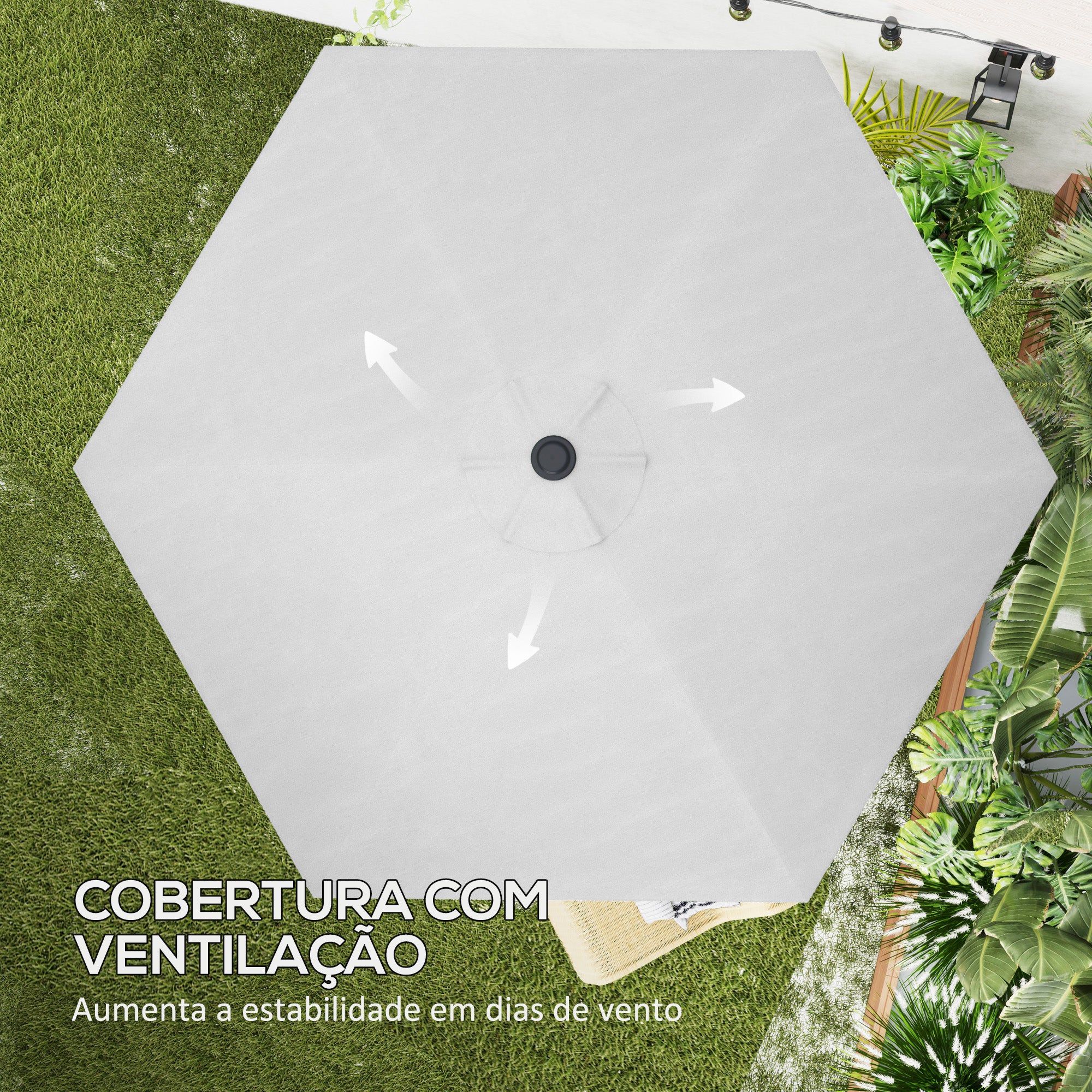Toldo de Substituição Creme Ø300 cm para Chapéu de Sol com Ventilação Superior