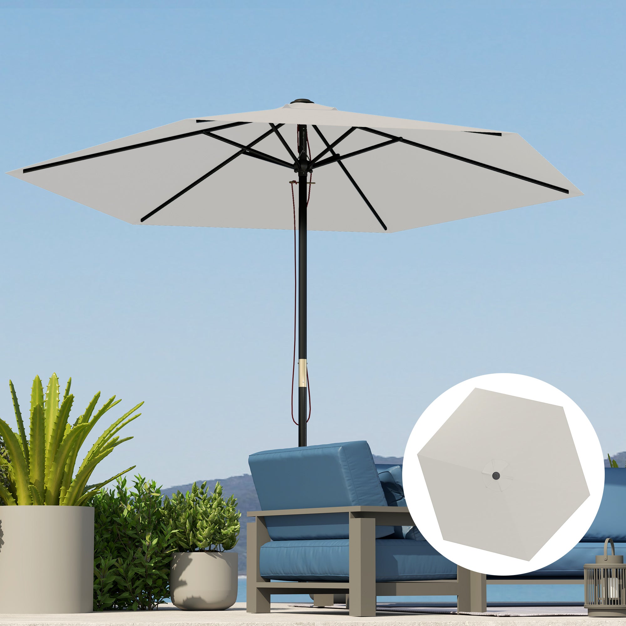 Toldo de Substituição Creme Ø300 cm para Chapéu de Sol com Ventilação Superior