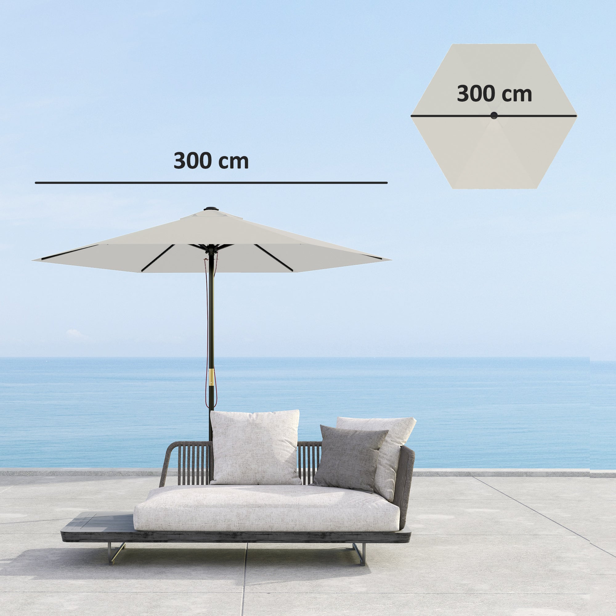 Toldo de Substituição Creme Ø300 cm para Chapéu de Sol com Ventilação Superior