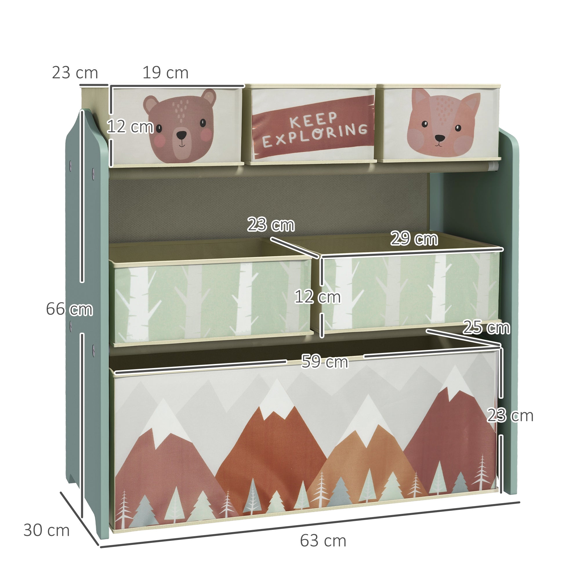 Estante Organizadora de Brinquedos 63x30x66 cm Verde
