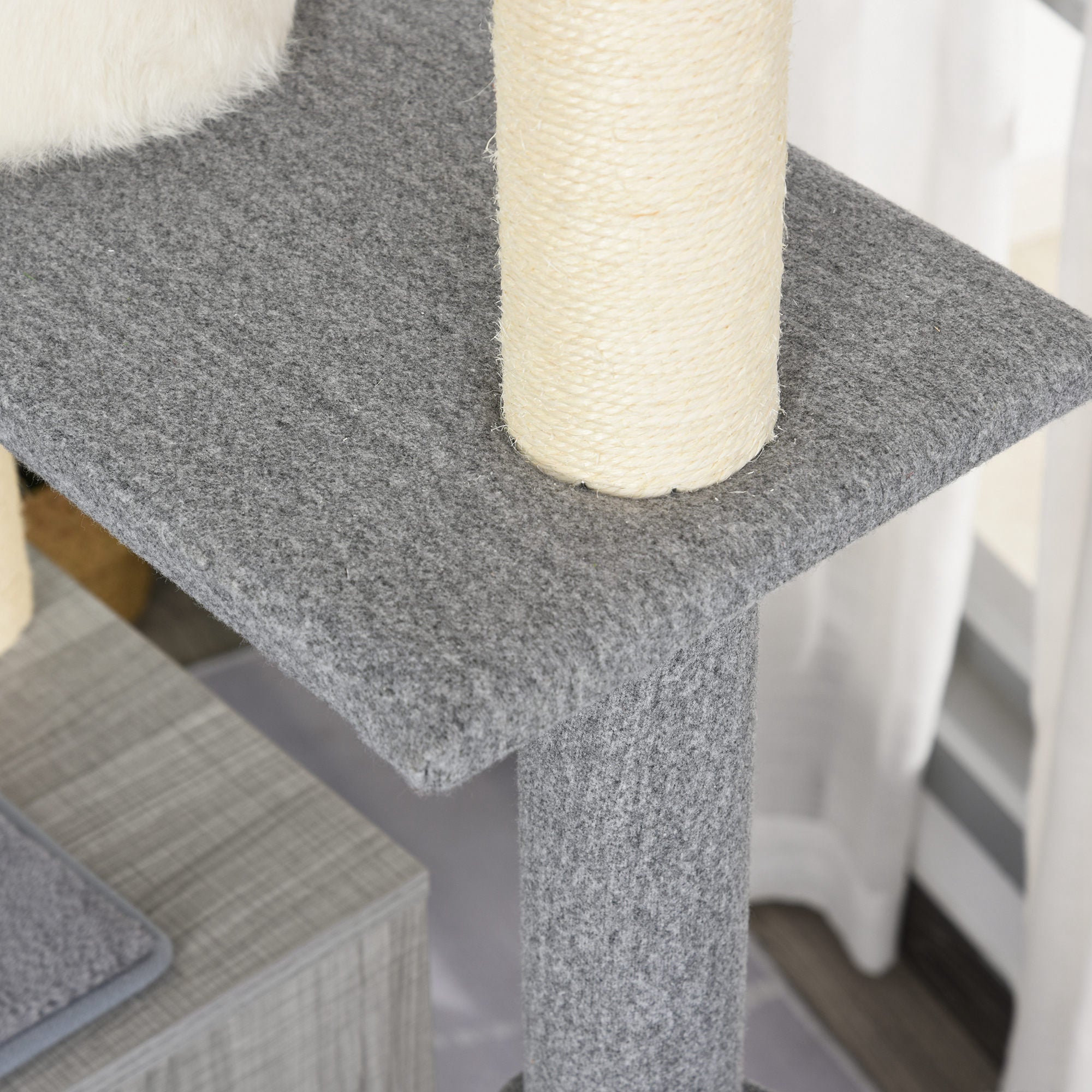 Árvore Arranhador para Gatos Grande 61x49x160,5cm Cinza e Branco