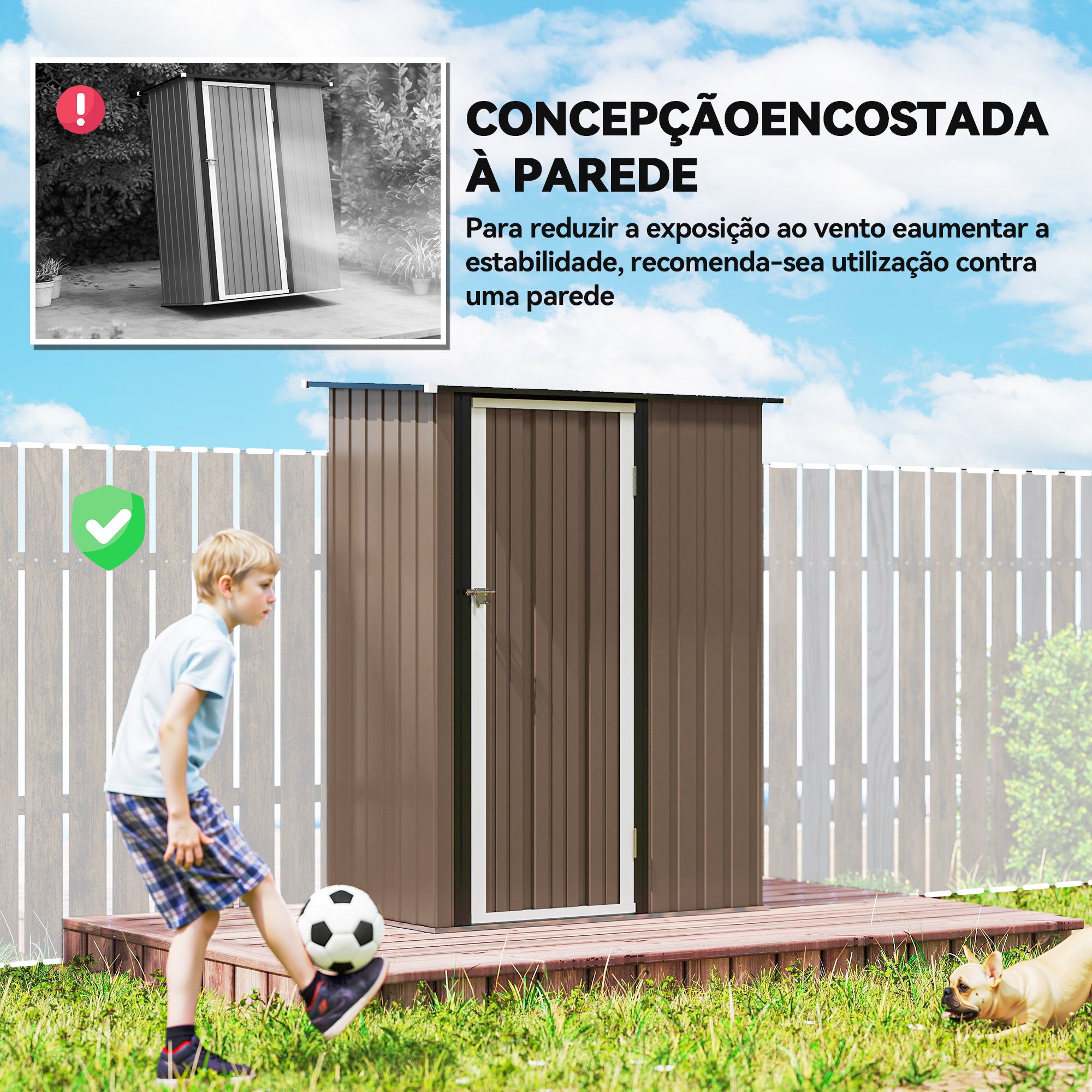 Abrigo de Jardim 142x84x189 cm Marrom