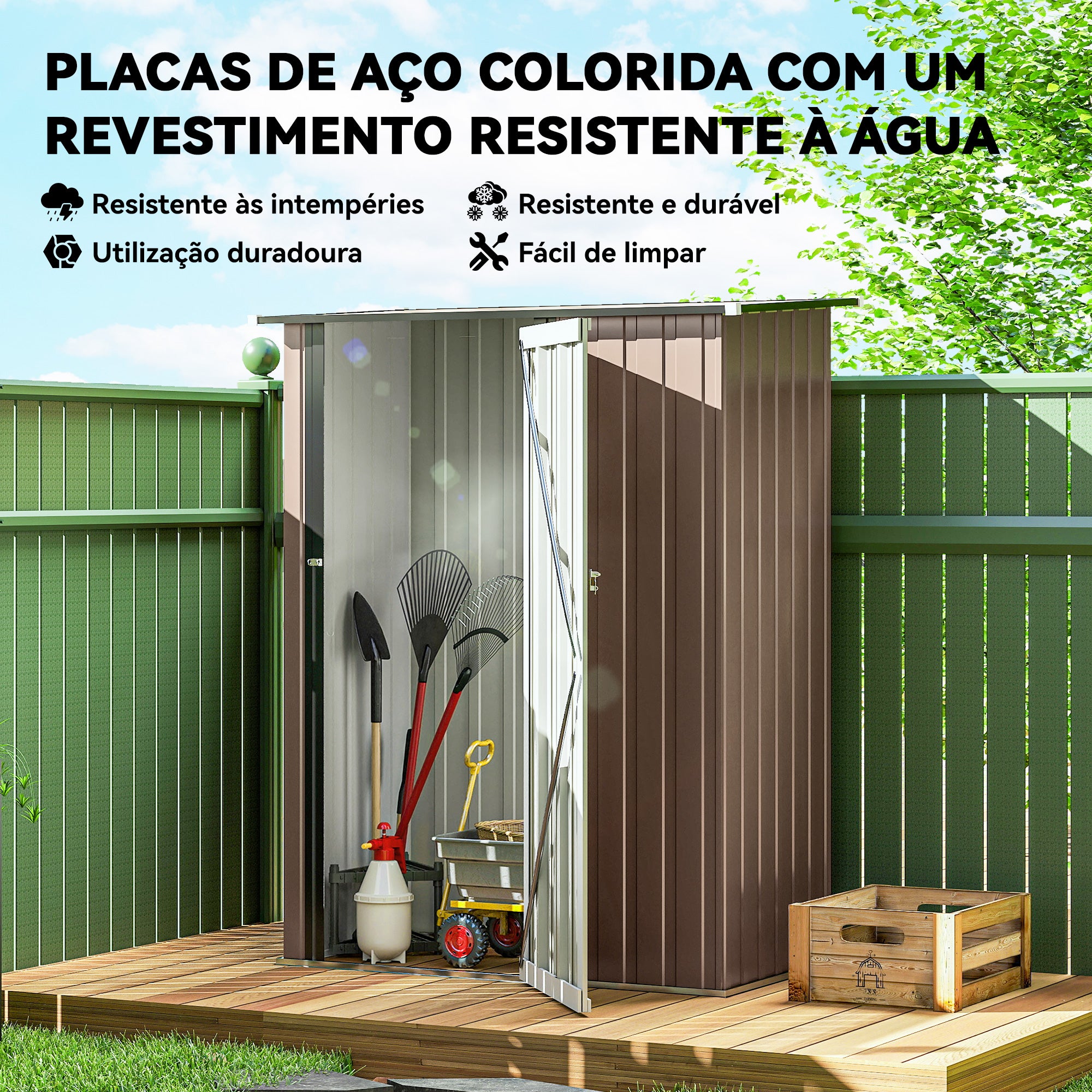 Abrigo de Jardim 142x84x189 cm Marrom