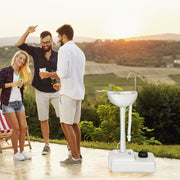 Lavatório Portátil para Campismo com Bomba de Pé Suporte de Lavatório com Tanque de Água de 17L Cinzento 51 x 33 x 102 cm