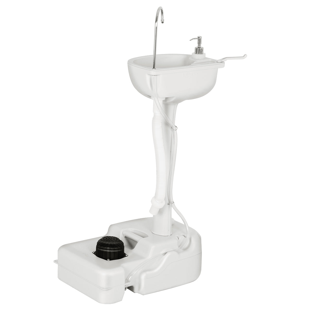 Lavatório Portátil para Campismo com Bomba de Pé Suporte de Lavatório com Tanque de Água de 17L Cinzento 51 x 33 x 102 cm