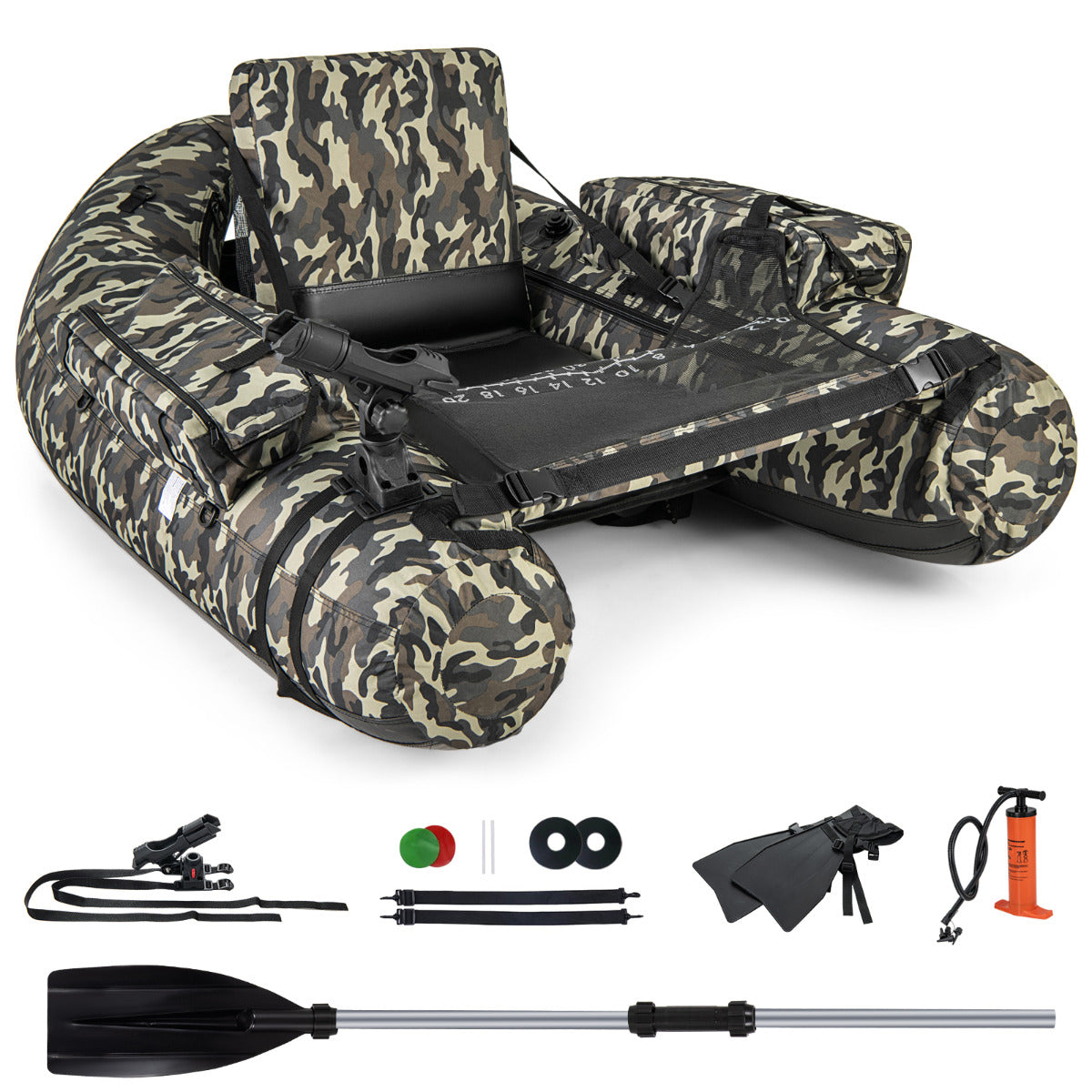 Bote Inflável de Pesca – Capacidade 150 kg – Camuflagem – Poliéster e PVC