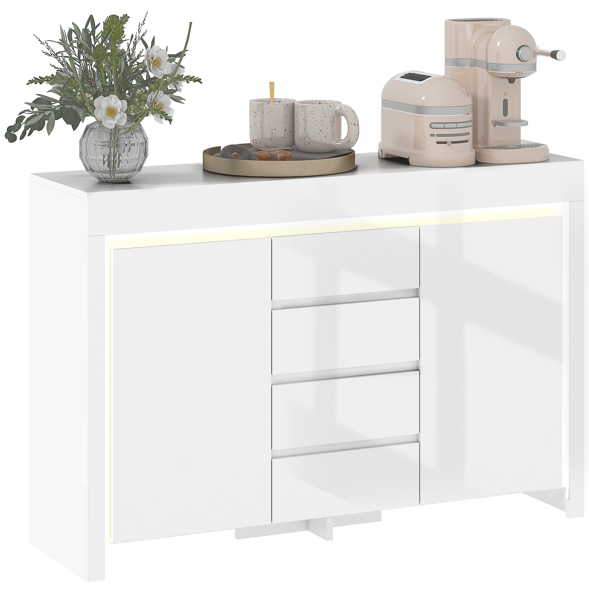 Aparador Sala de Estar com Luzes LED 120x34x80 cm - Branco