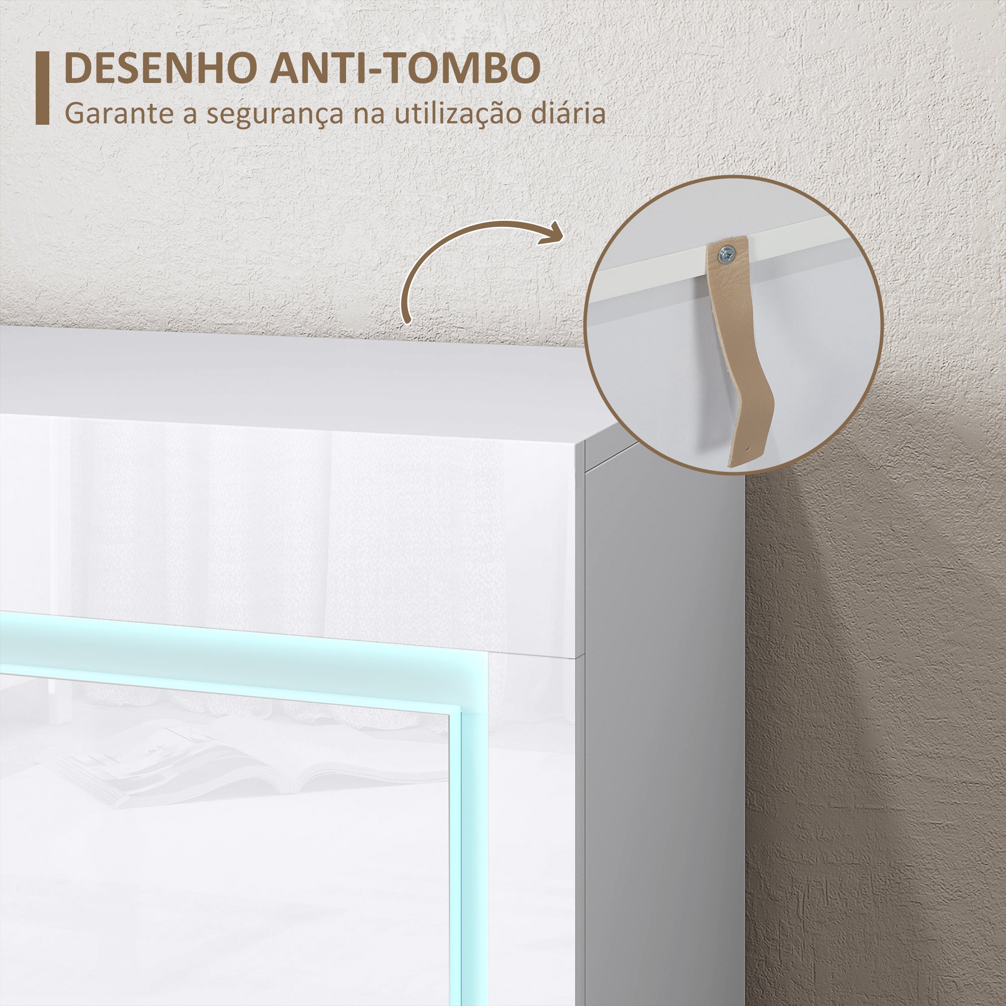 Aparador Sala de Estar com Luzes LED 120x34x80 cm - Branco