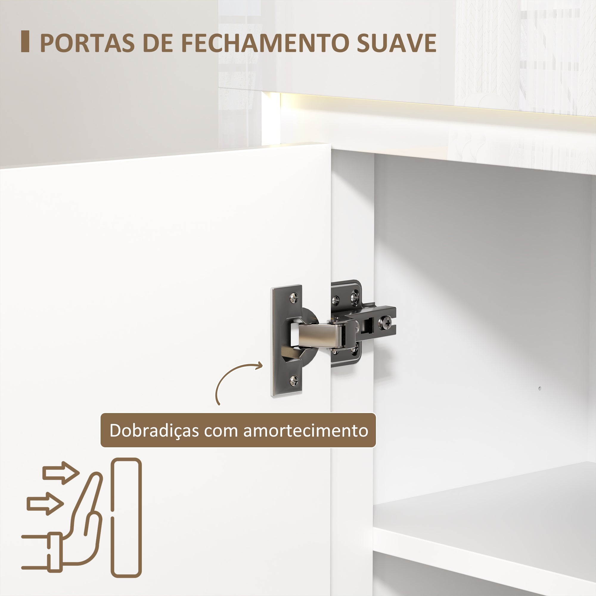 Aparador Sala de Estar com Luzes LED 120x34x80 cm - Branco