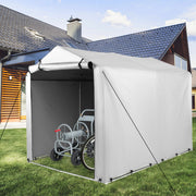 Cobertizo para Bicicleta Exterior com Porta Enrolável com Fecho de Correr Refúgio de Garagem Portátil para Ferramentas 160 x 218 x 164 cm Cinza Claro