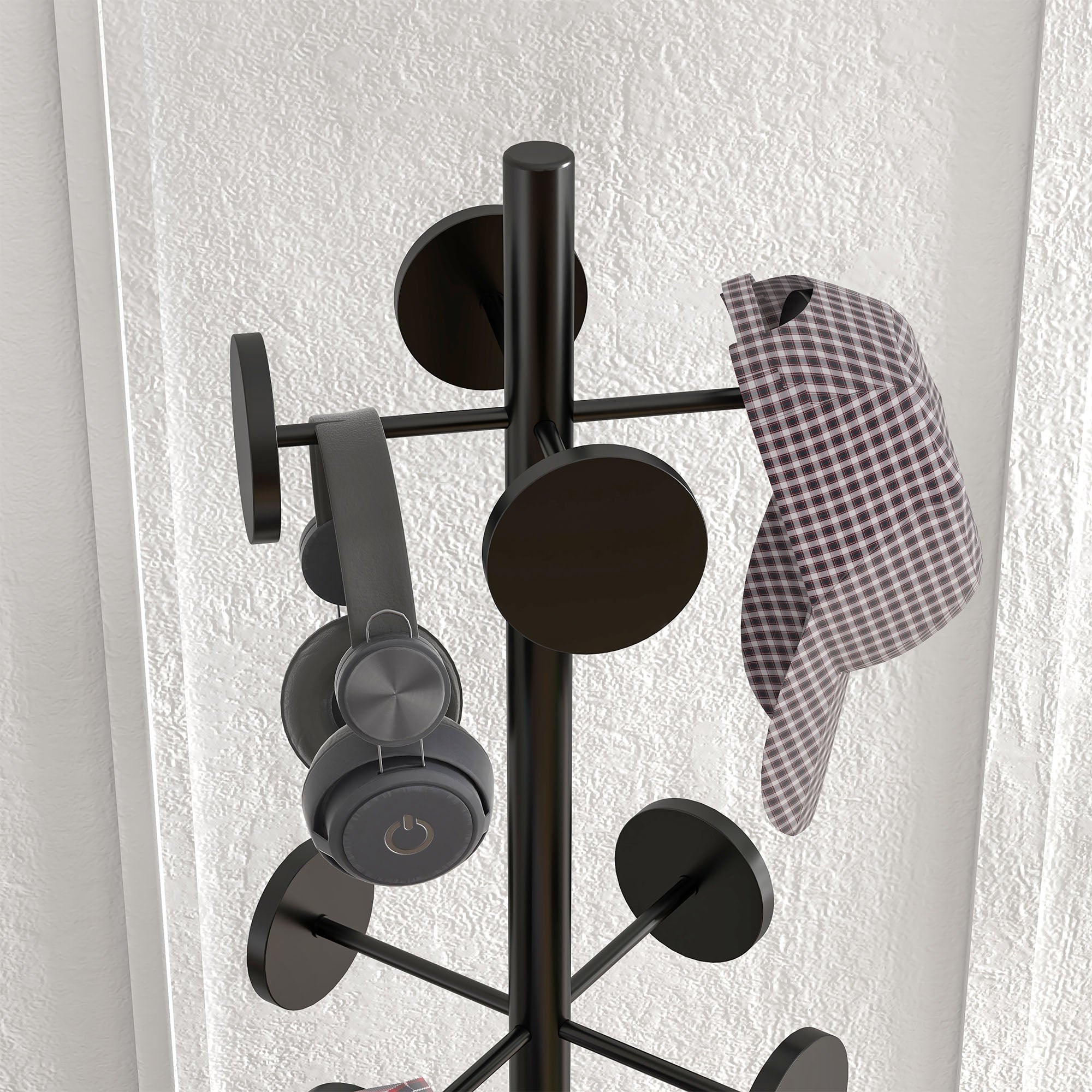 Cabide de Pé com Suporte para Guarda-Chuvas Ø34x177 cm - Preto