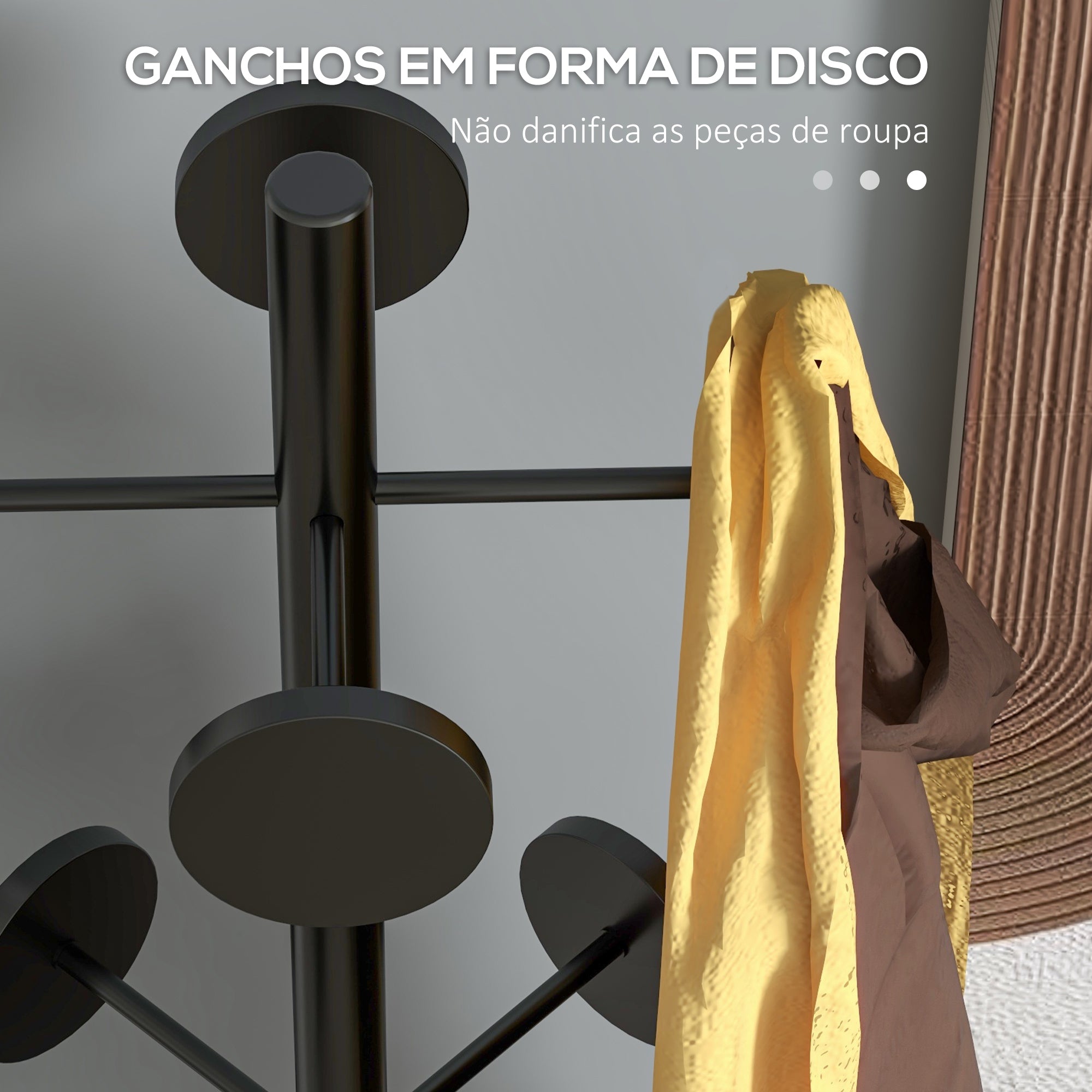 Cabide de Pé com Suporte para Guarda-Chuvas Ø34x177 cm - Preto