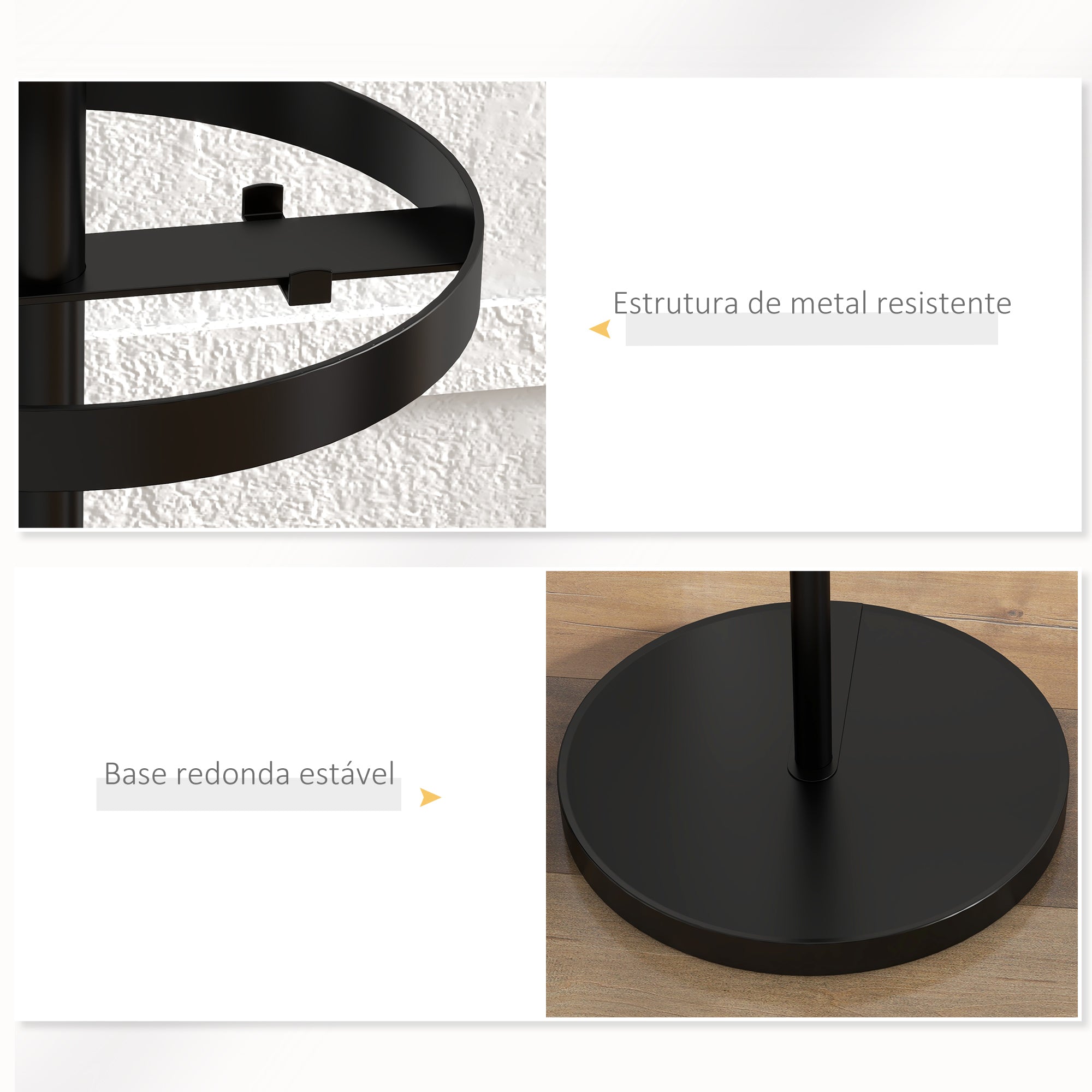 Cabide de Pé com Suporte para Guarda-Chuvas Ø34x177 cm - Preto