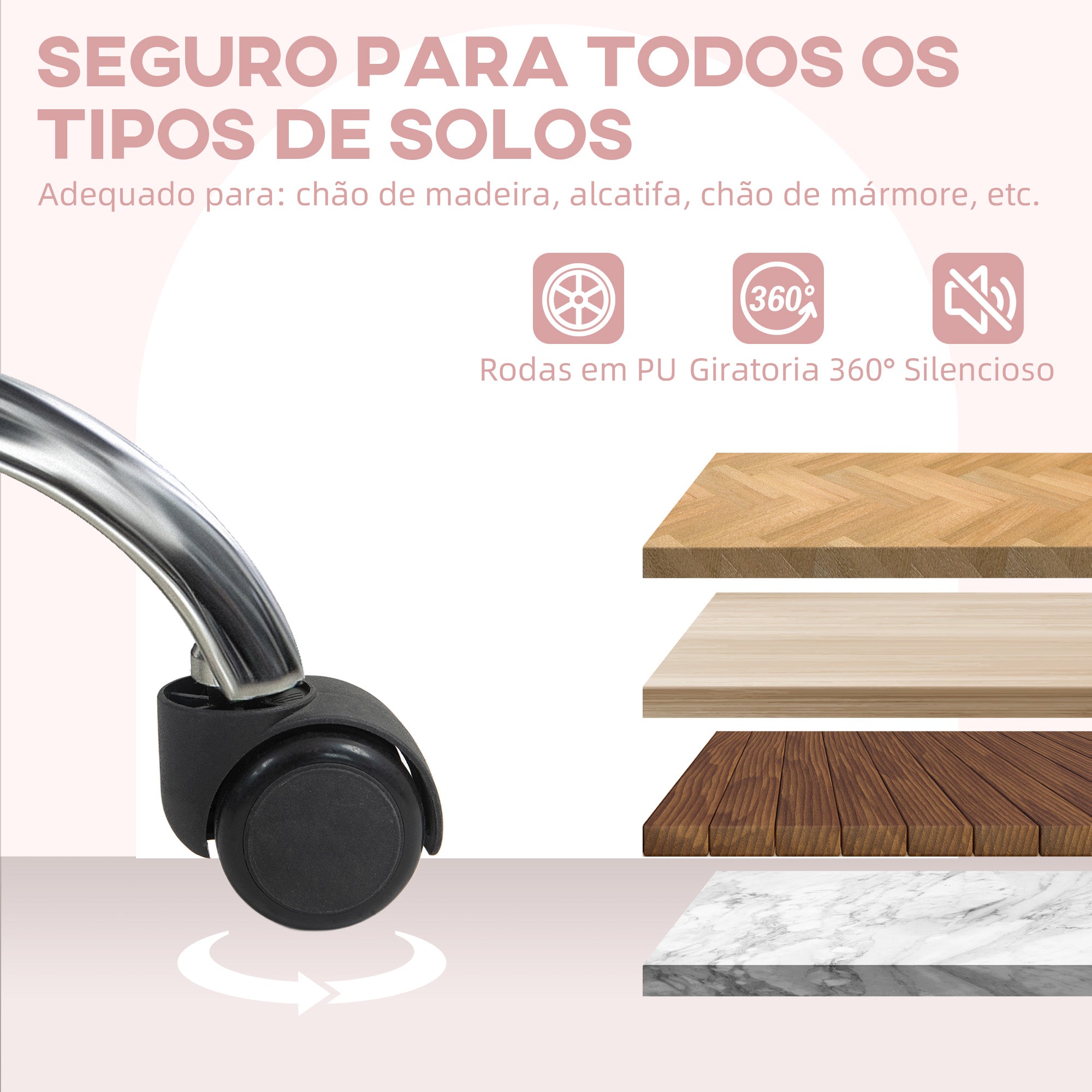 Cadeira de Escritório sem Braços – 62x58x89-99 cm – Multicor – Pelúcia, PU e espuma