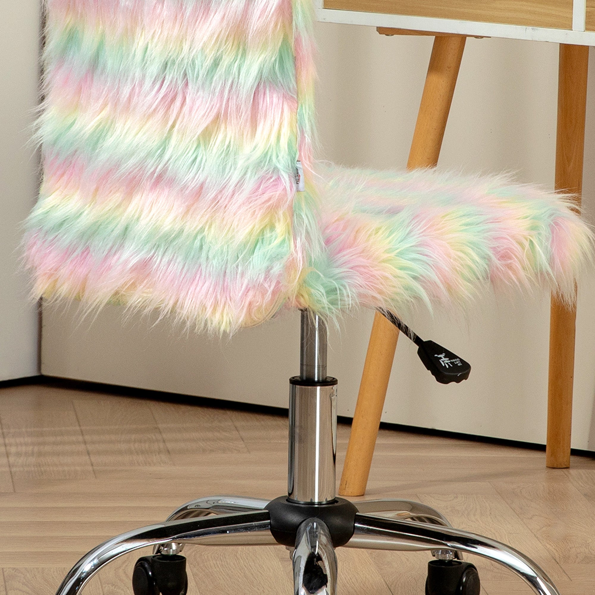 Cadeira de Escritório sem Braços – 62x58x89-99 cm – Multicor – Pelúcia, PU e espuma