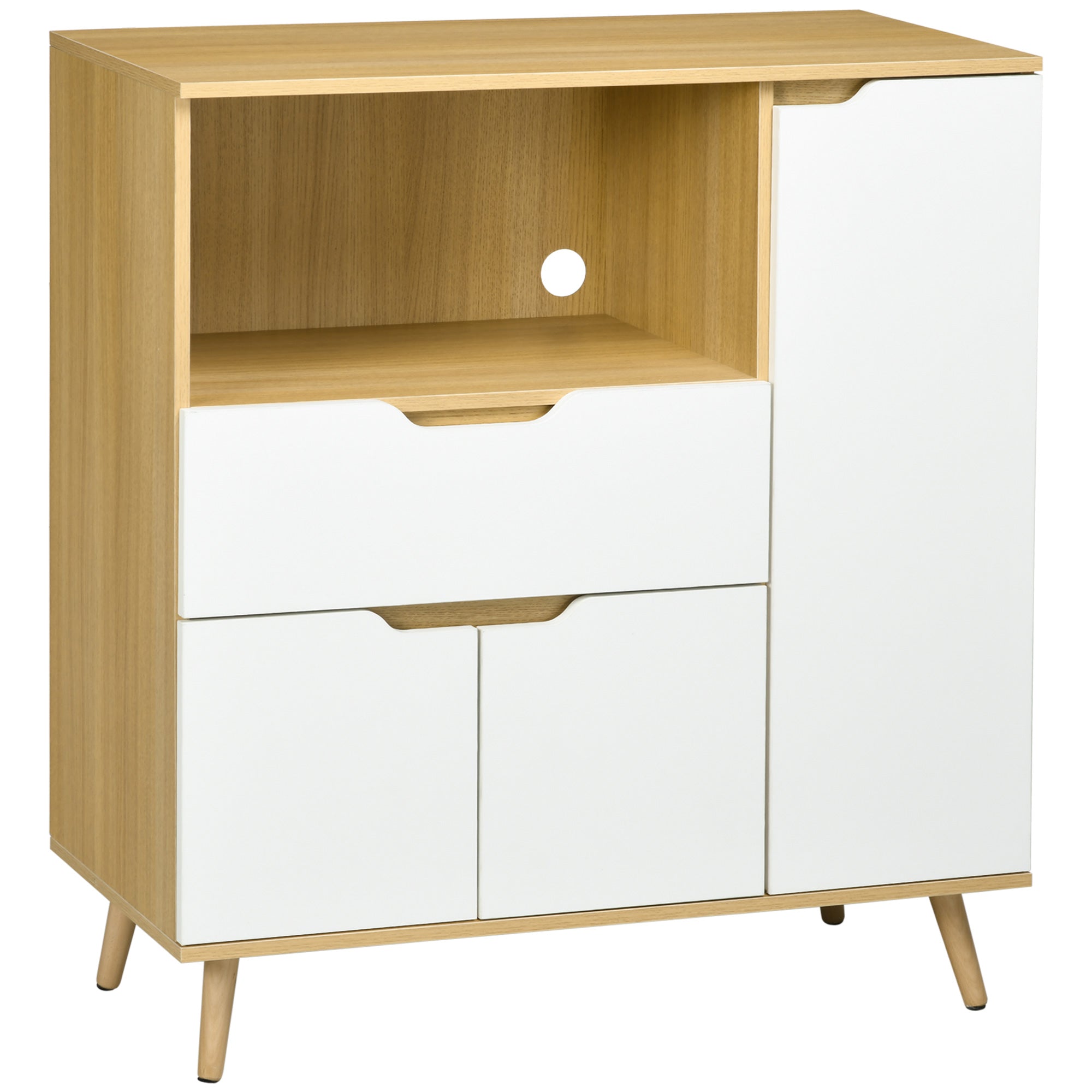 Aparador Auxiliar para Micro-Ondas 90x40x98,5 cm Branco e Carvalho