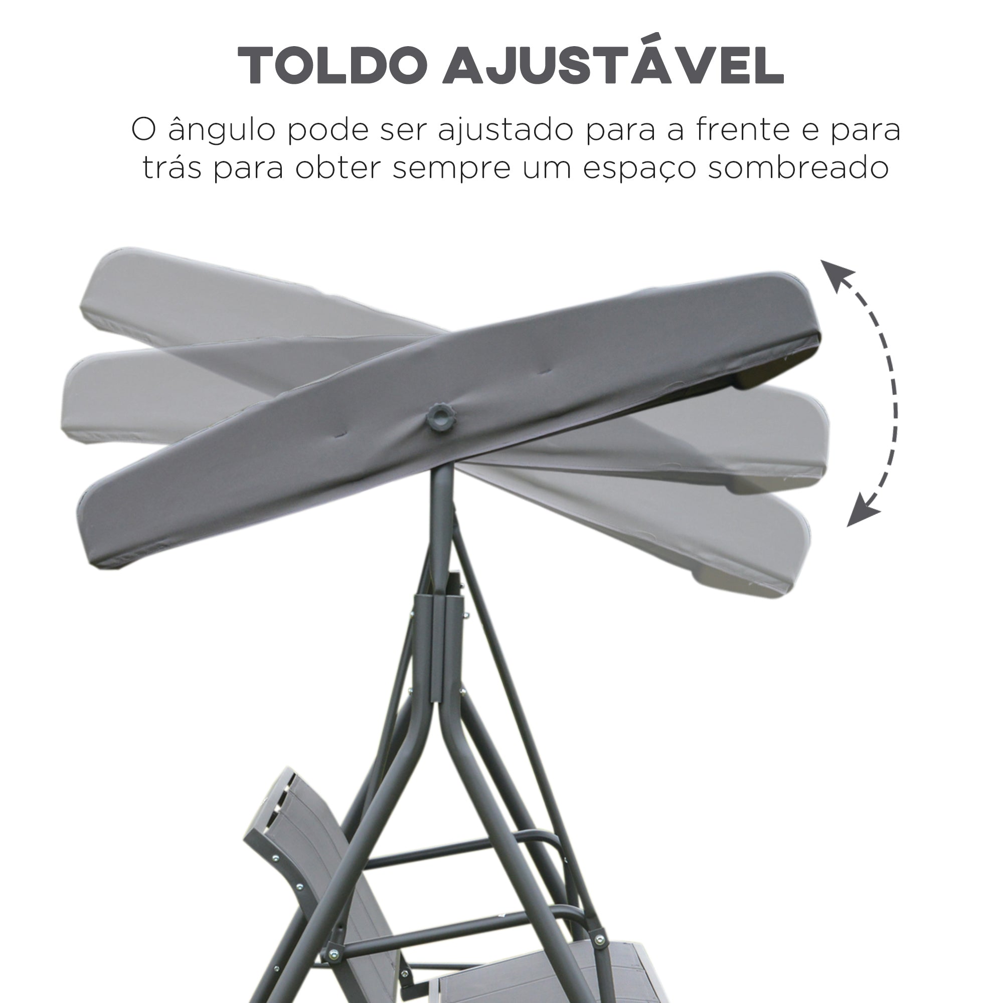 Baloiço de Jardim 3 Lugares 175x118x159 cm Cinzento