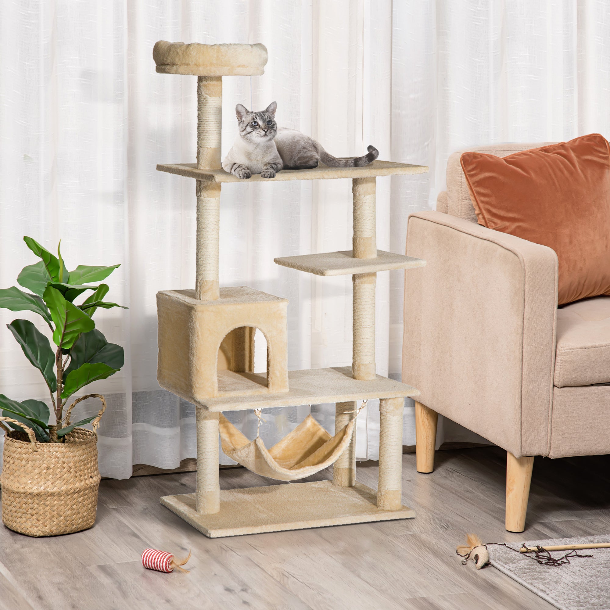 Arranhador de Árvore para Gatos 152x70x40 cm Bege