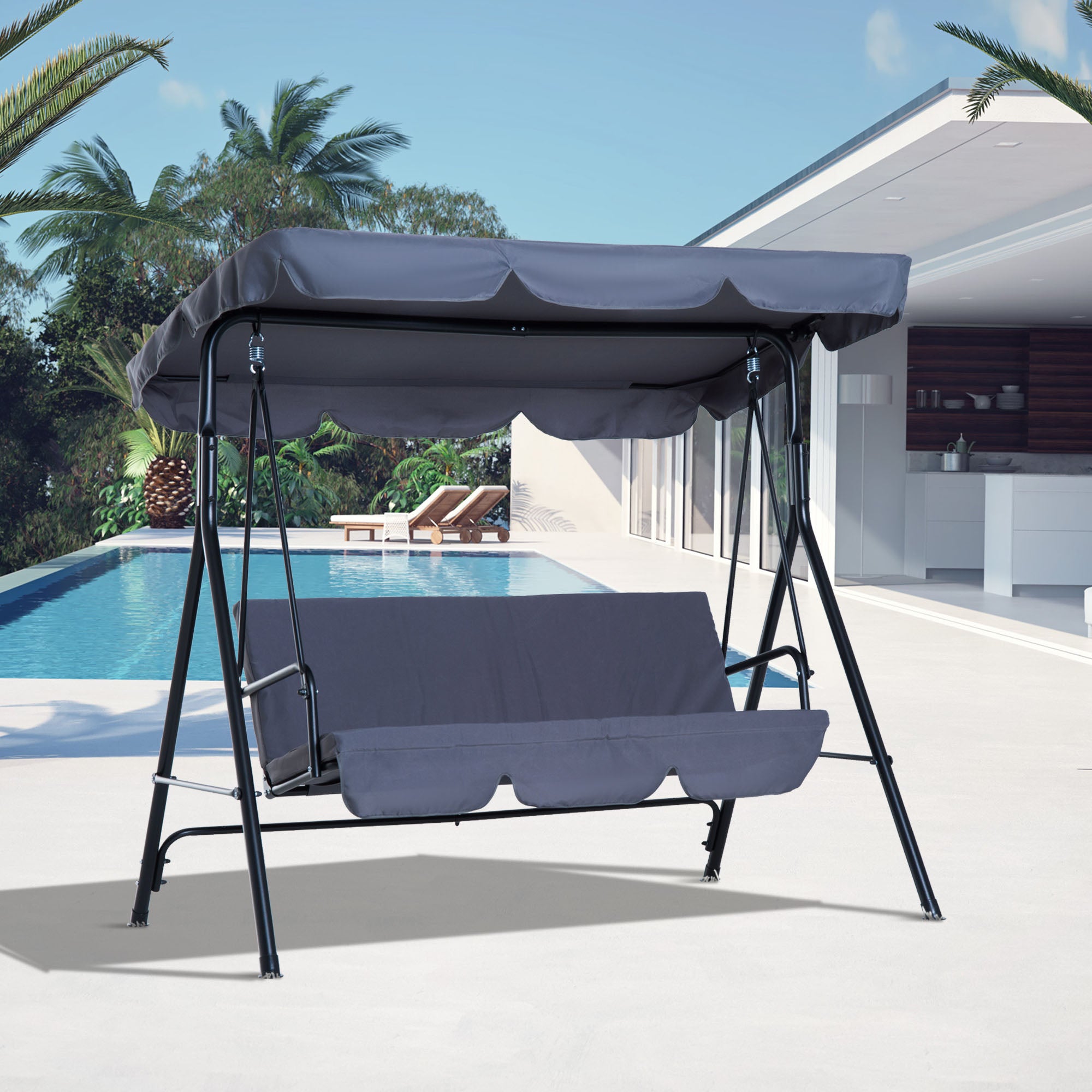 Baloiço de Jardim 3 Lugares Cinza 172x110x153 cm