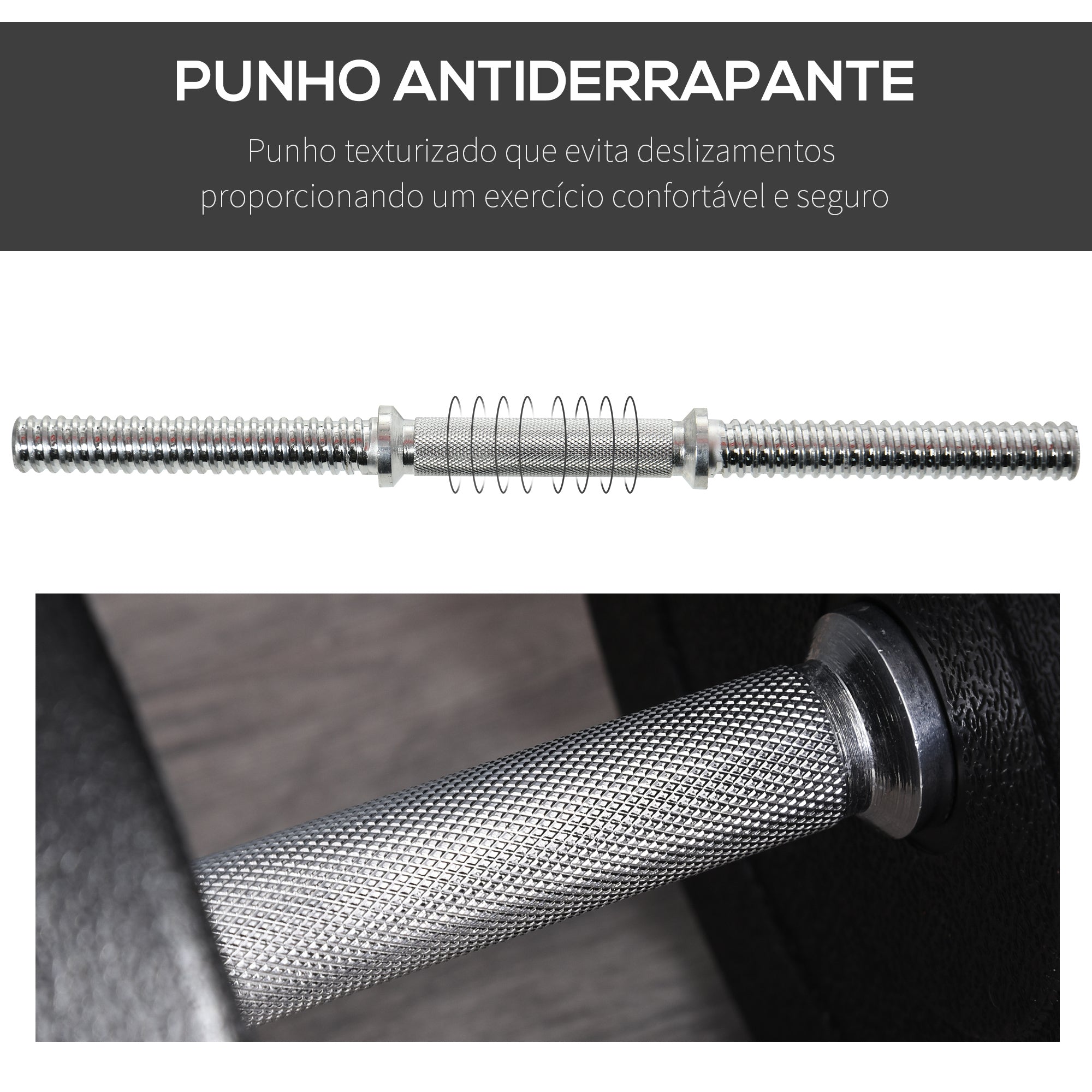 Conjunto de Halteres Ajustáveis 40kg Preto e Prata - Ø24.5x4.3 cm