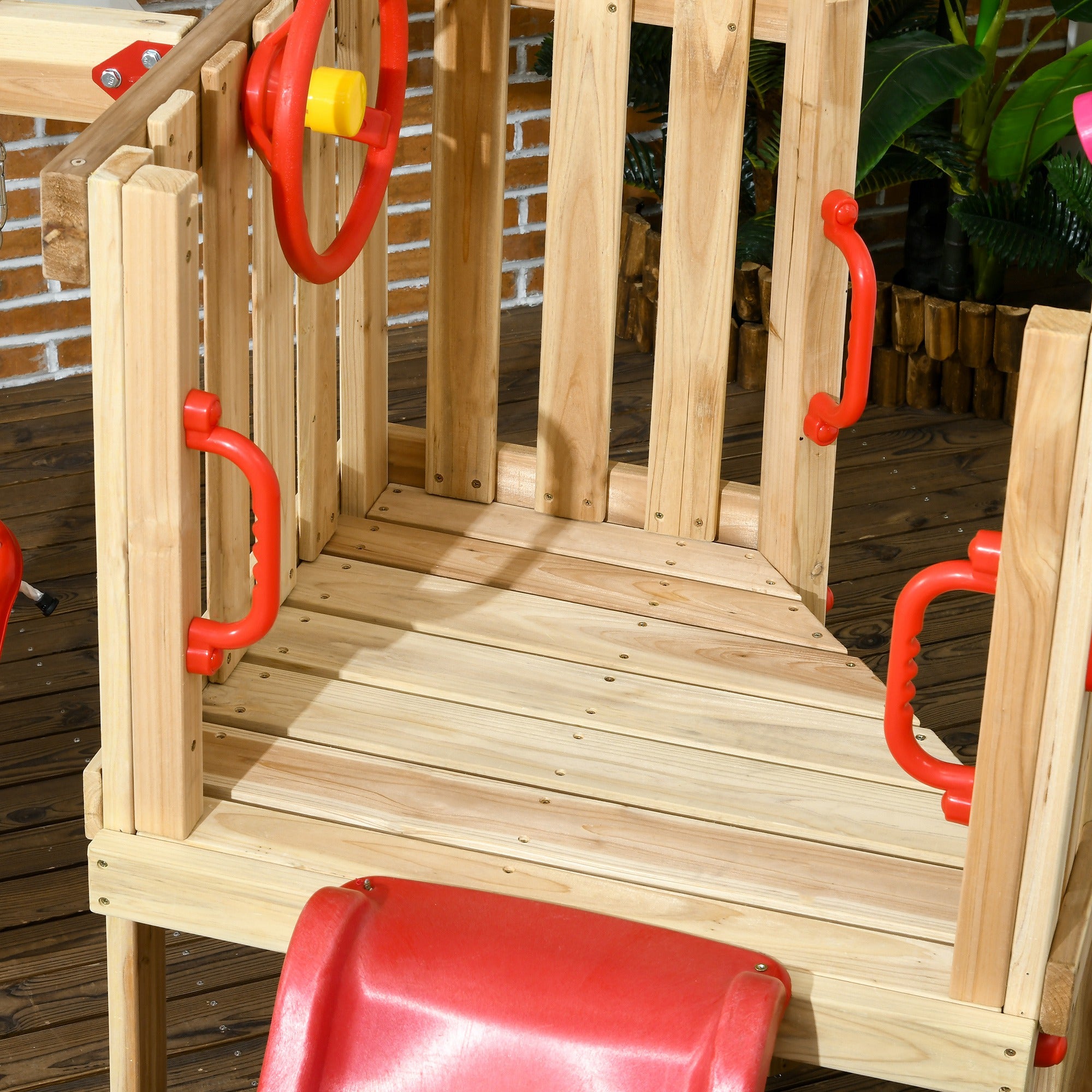 Parque Infantil de Madeira 4 em 1 Vermelho 170x200x118 cm