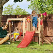 Parque Infantil de Madeira 4 em 1 Vermelho 170x200x118 cm
