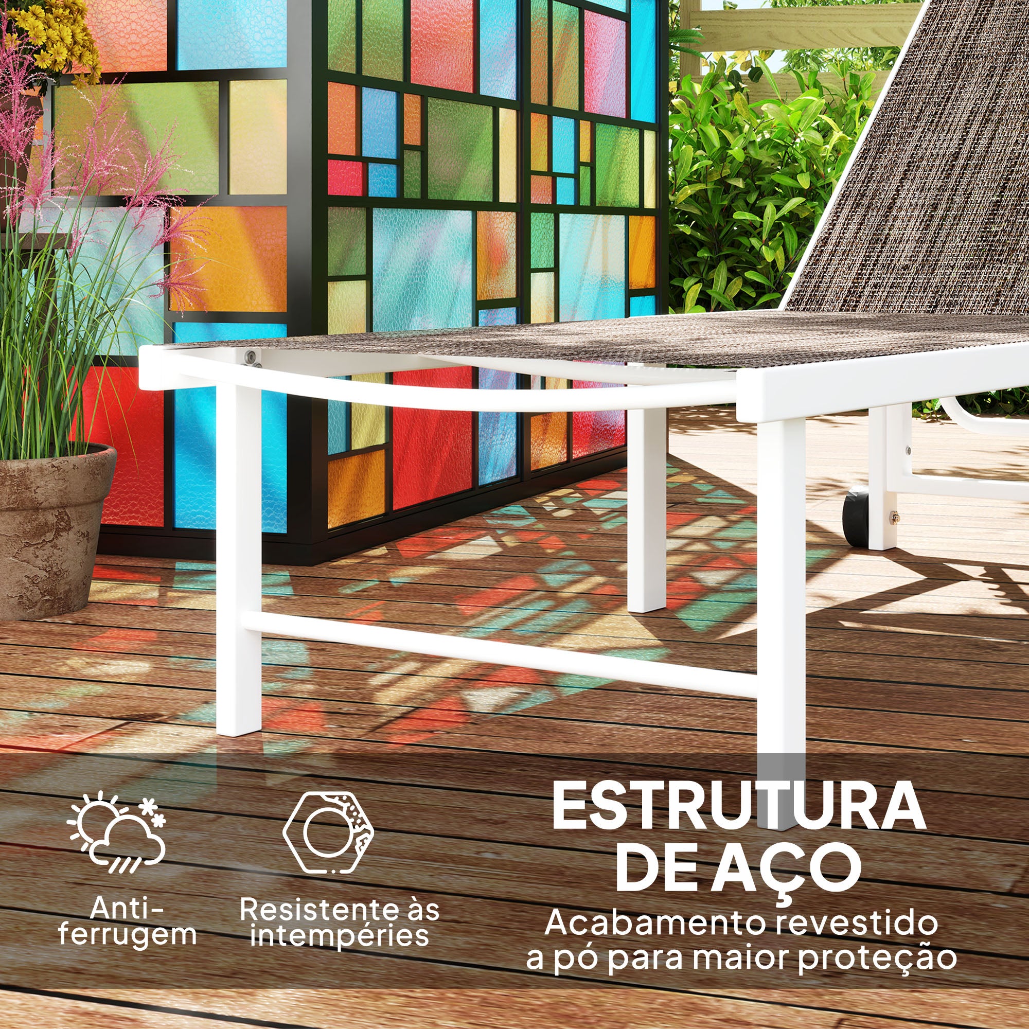 Espreguiçadeira Reclinável Marrom 60x166x84 cm para Jardim e Varanda