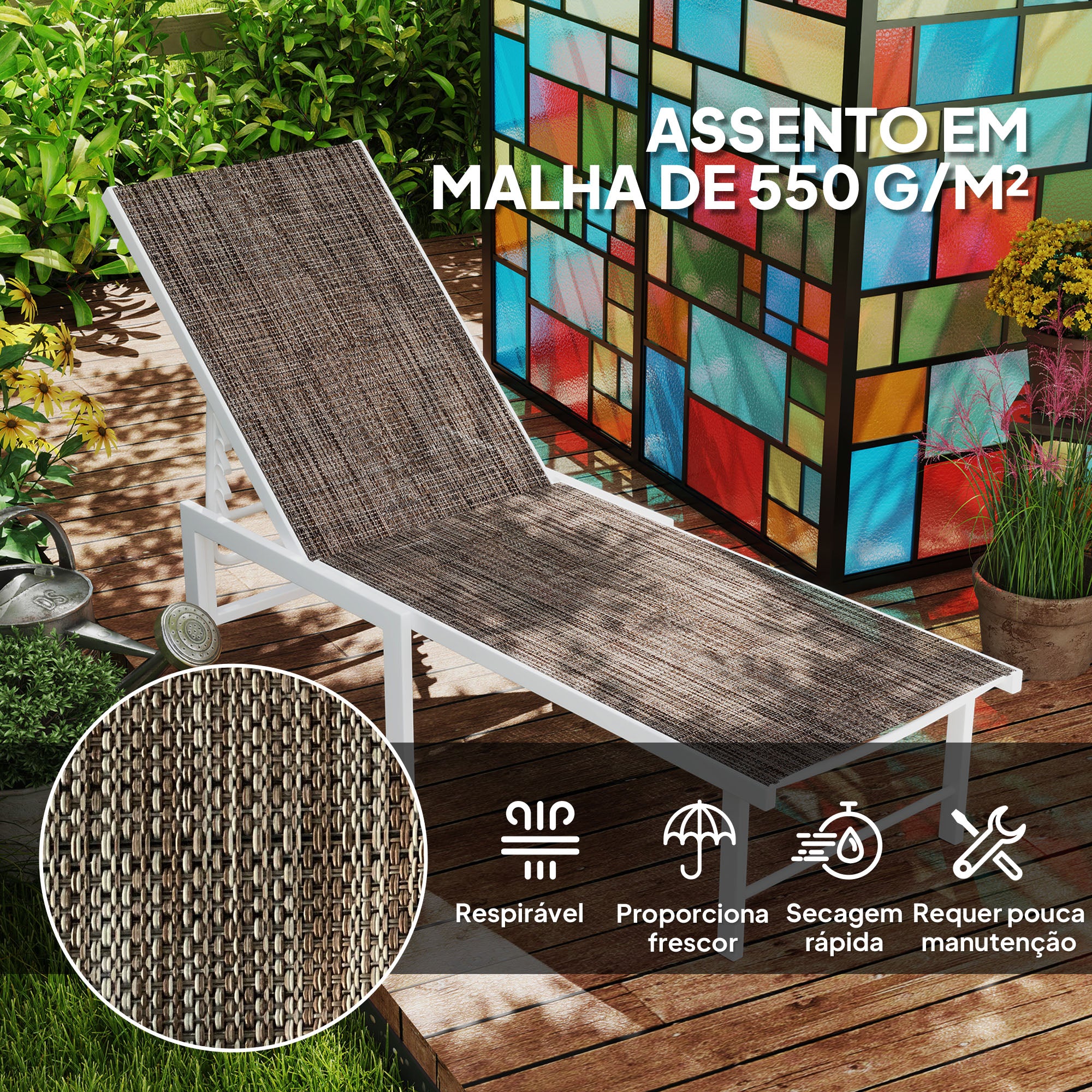 Espreguiçadeira Reclinável Marrom 60x166x84 cm para Jardim e Varanda