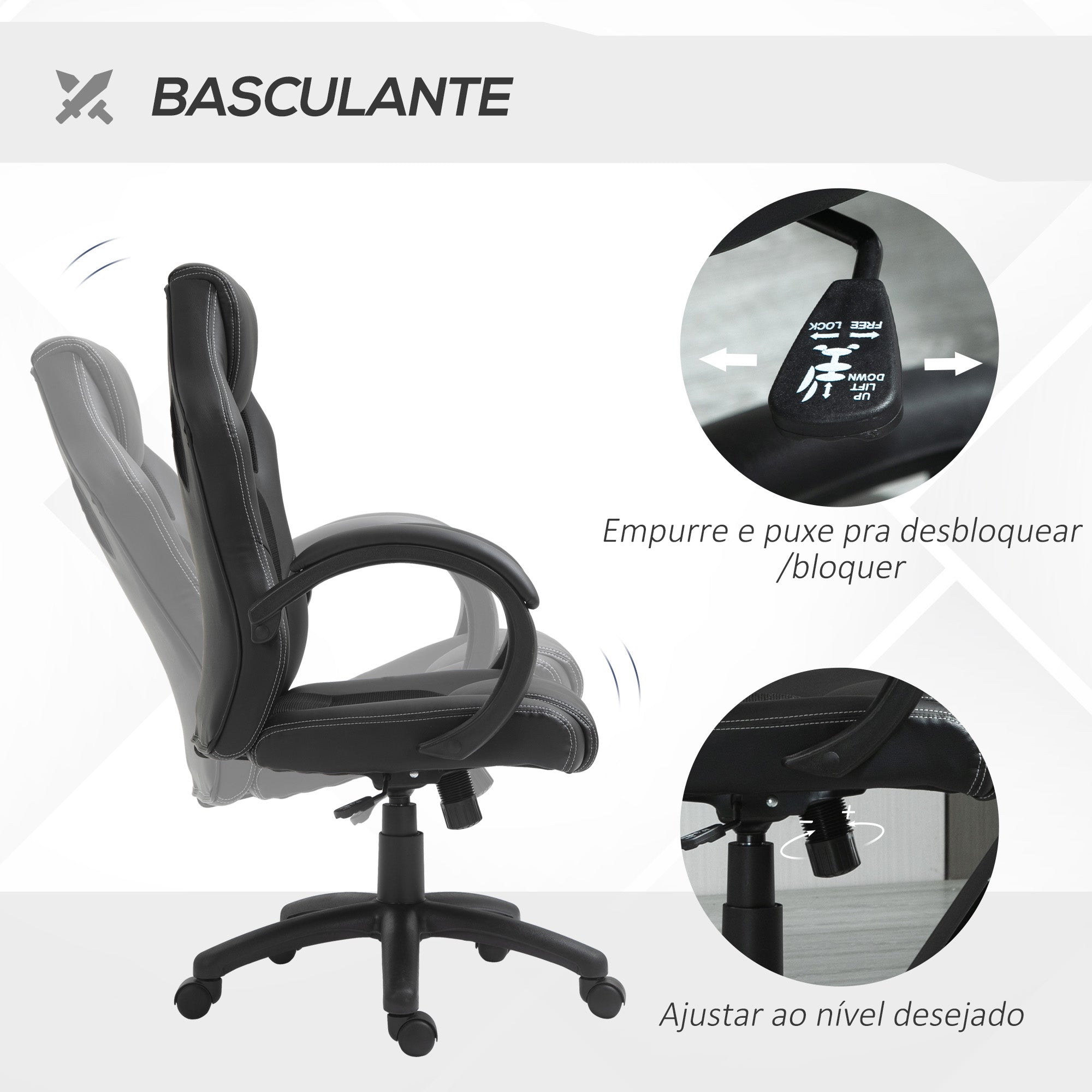 Cadeira de Escritório Ergonómica 71x61x(108-118) cm - Cor Preto