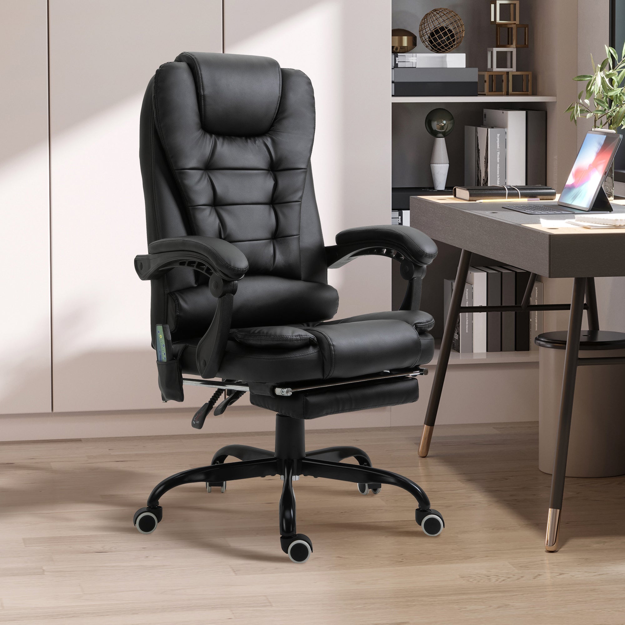 Cadeira de Escritório com Massagem 7 Pontos - Preto 67x79x111-121 cm