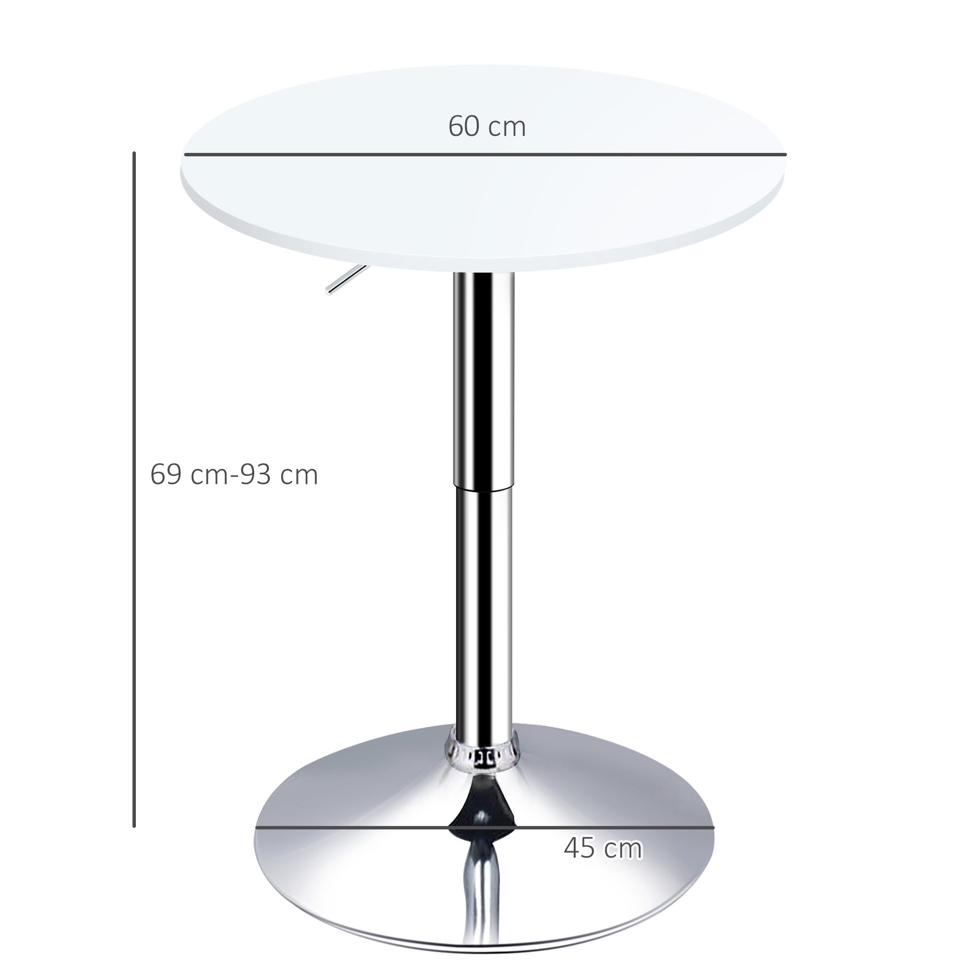 Mesa de Bar Ajustável em Altura Ø60x69-93 cm - White
