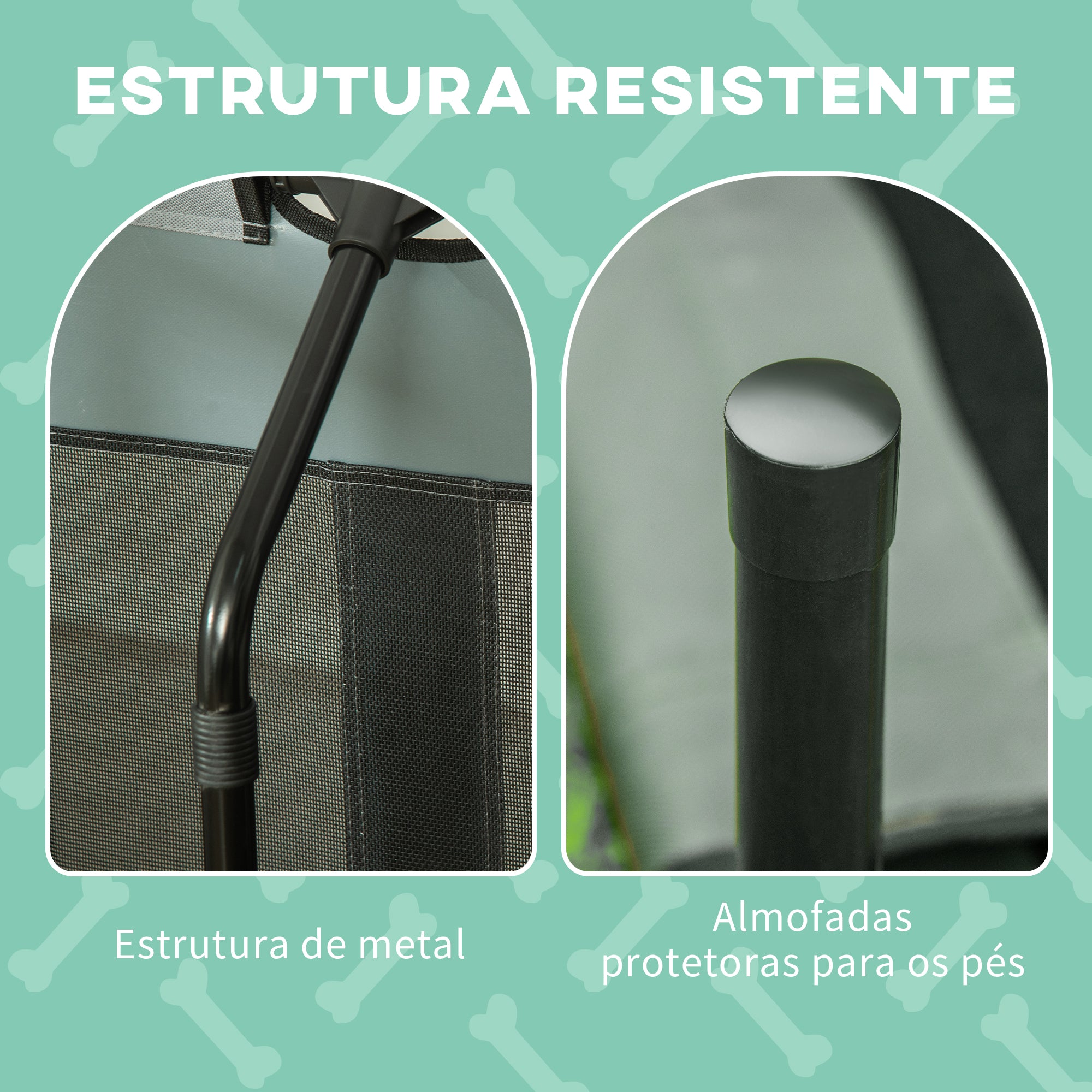 Cama Elevada para Animais de Estimação 122x92x108 cm - Preto e Cinza