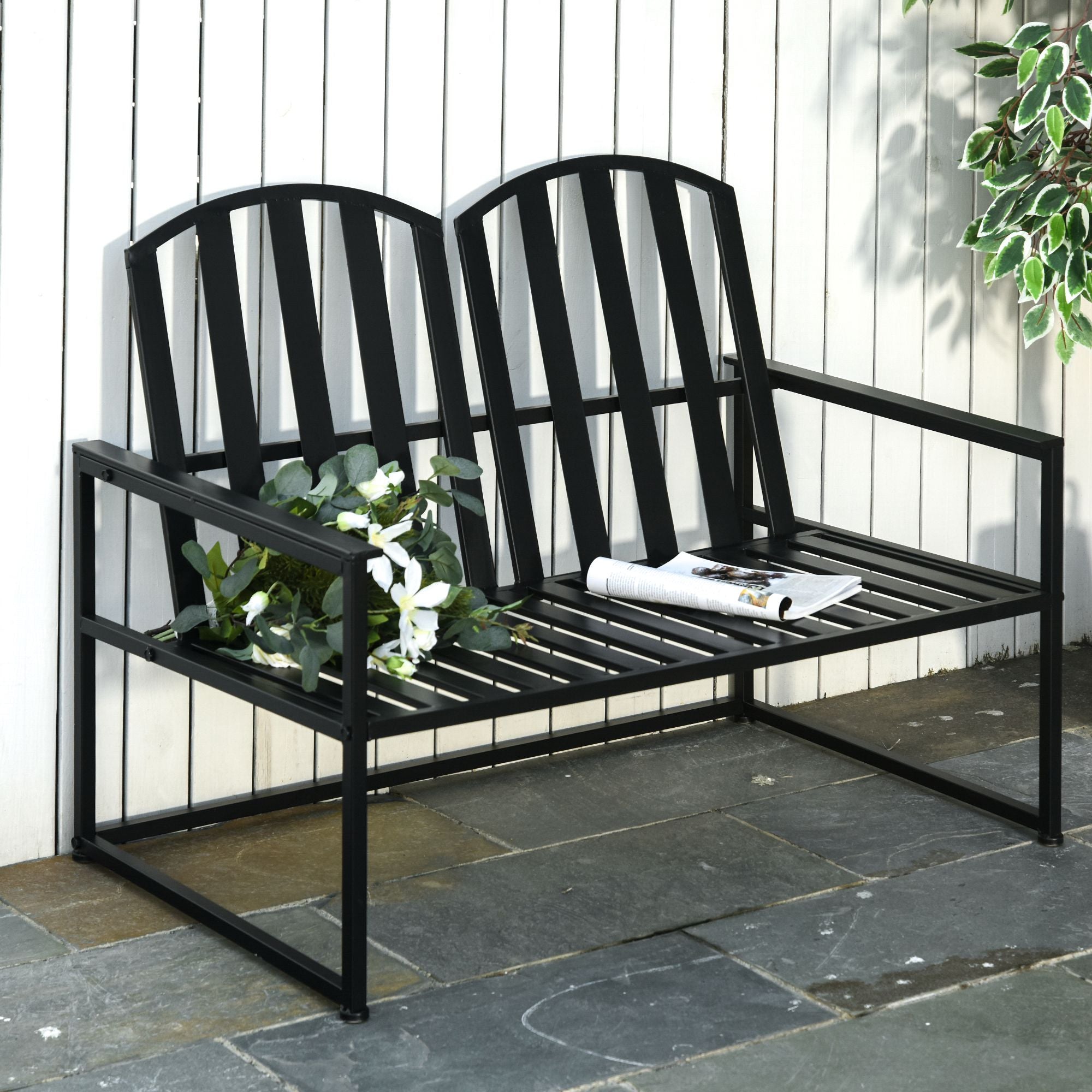 Banco de Jardim 2 Lugares Metal 108x63x80,5 cm Preto