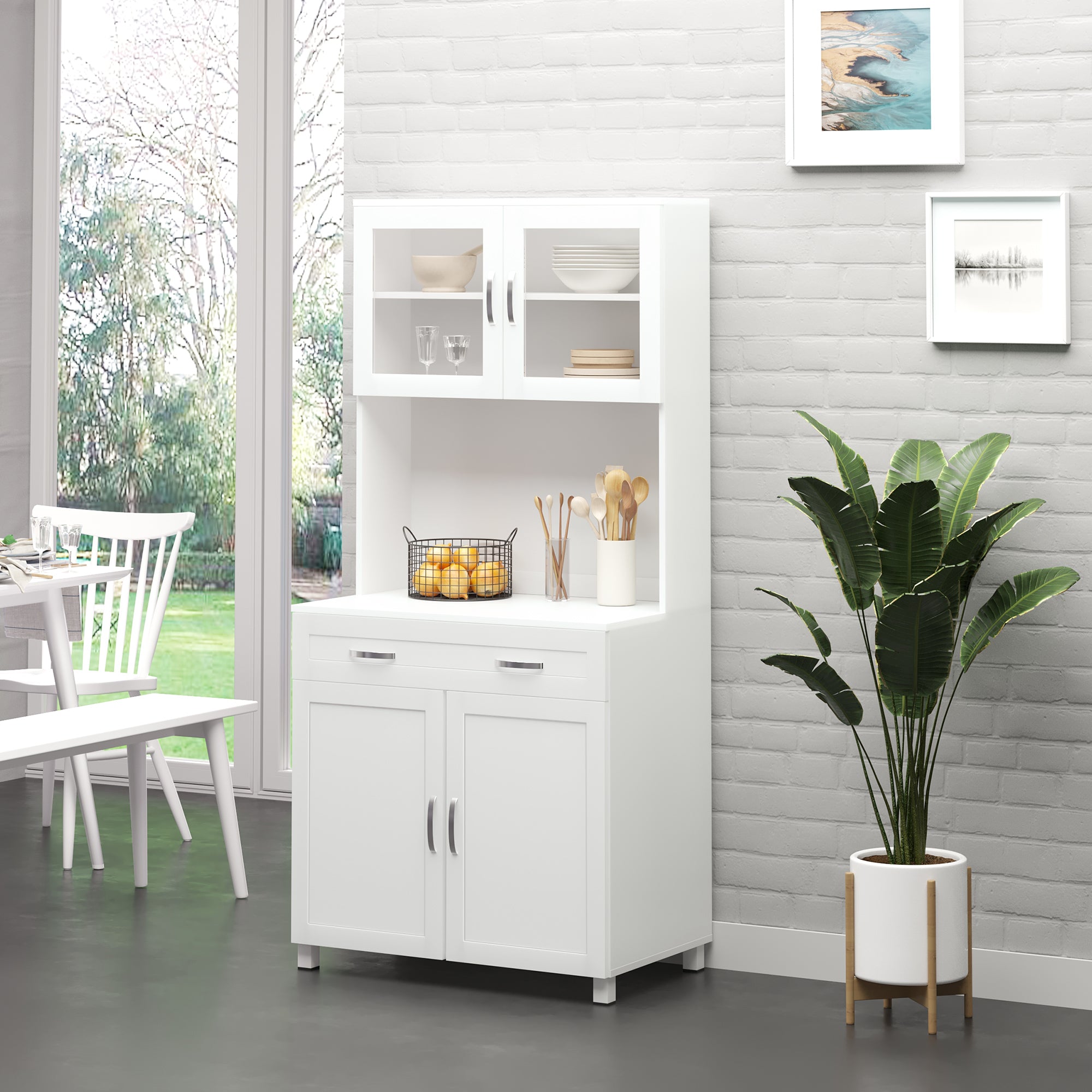 Armário de Cozinha com Prateleiras Ajustáveis 80x48x170 cm - Branco