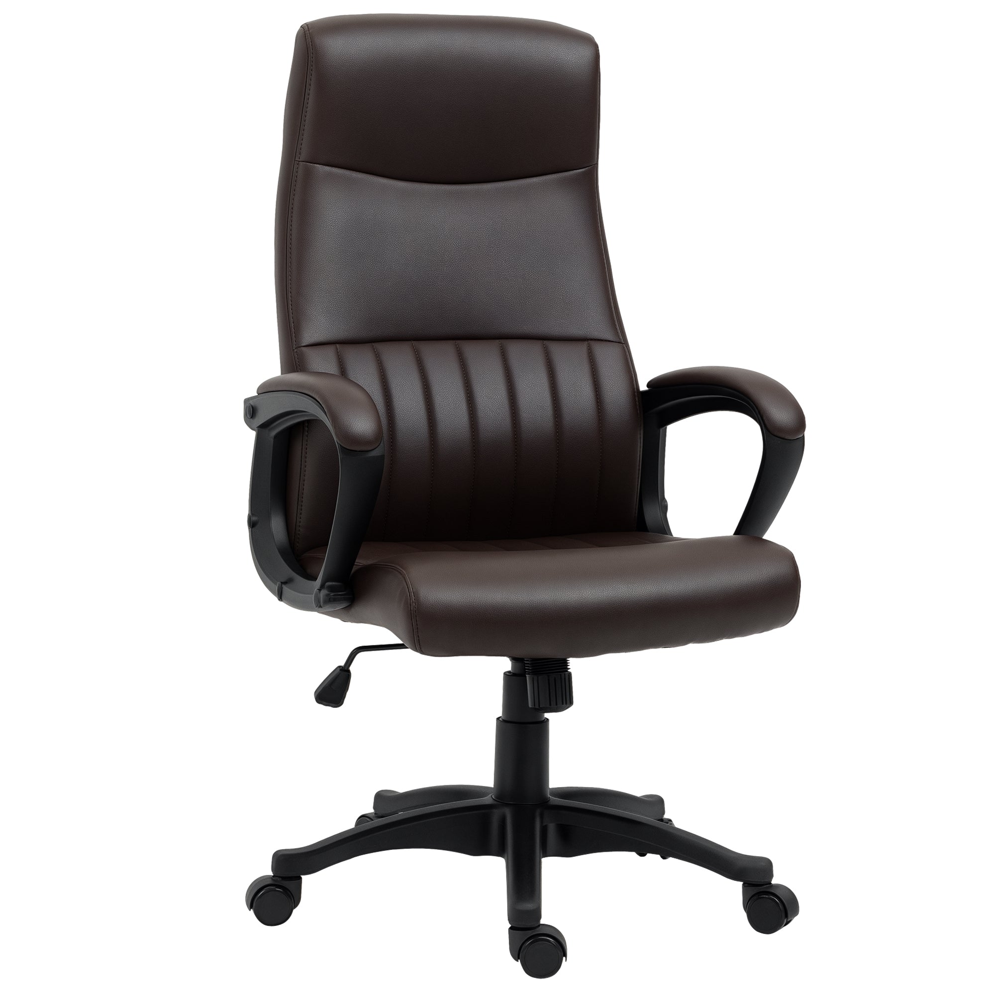 Cadeira de Escritório Ergonômica Pele Sintética Marrom 61.5x66x123cm