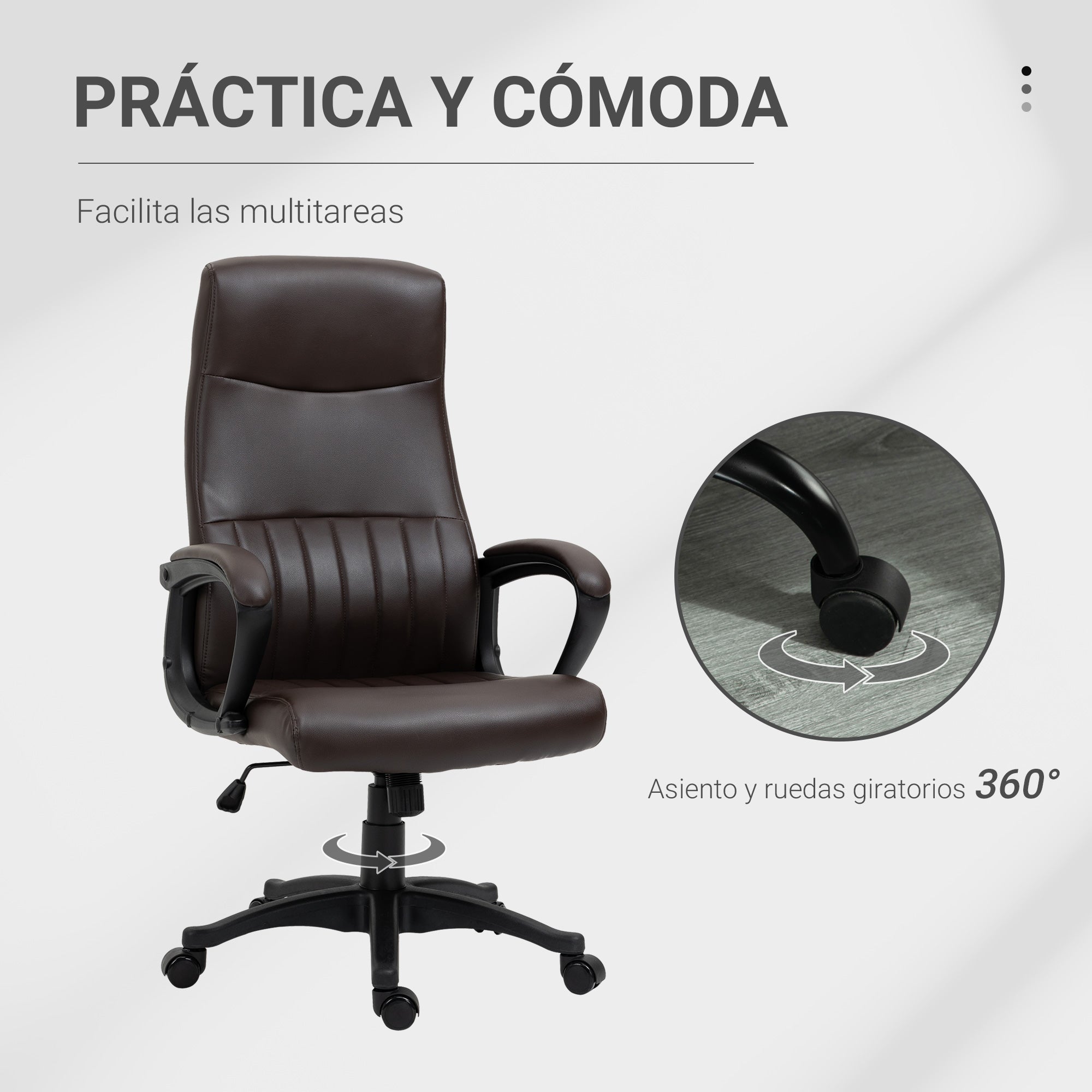 Cadeira de Escritório Ergonômica Pele Sintética Marrom 61.5x66x123cm