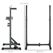 Suporte para Barras de Pesos Ajustável - 60-87x65x121-158 cm - Preto