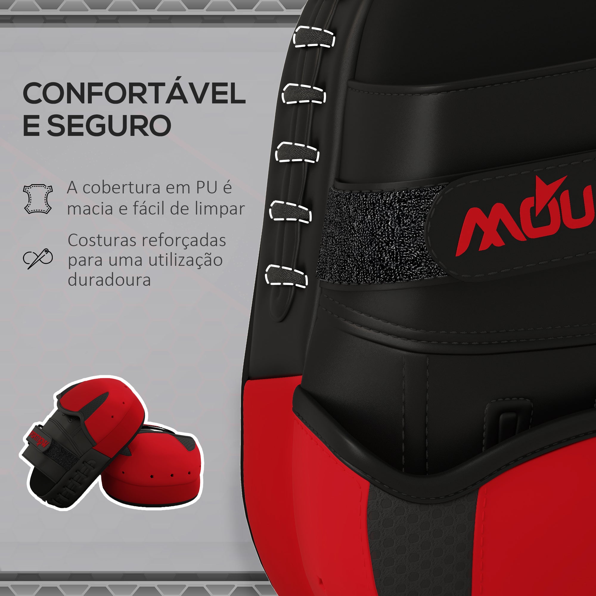 Plastrons de Boxe – 24x19x4 cm – Vermelho – PU
