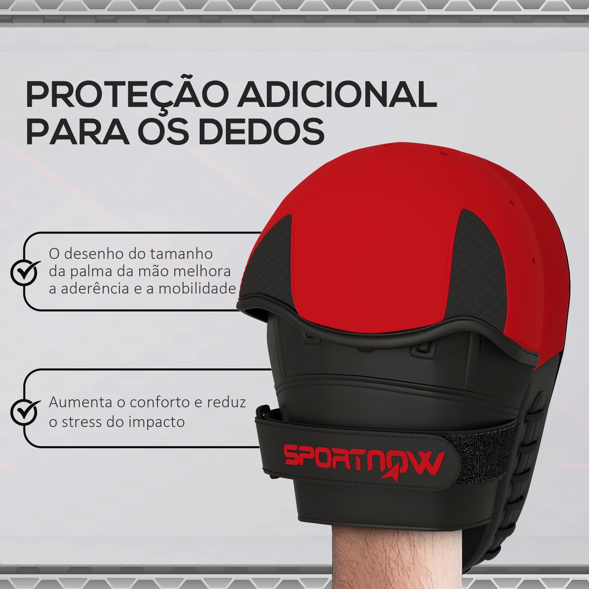 Plastrons de Boxe – 24x19x4 cm – Vermelho – PU