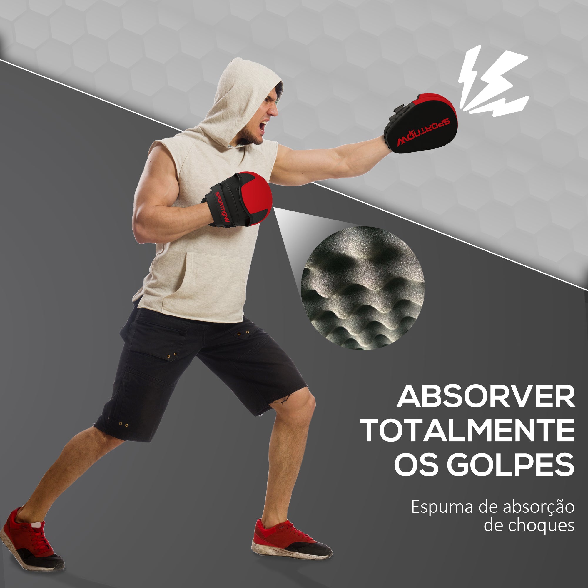 Plastrons de Boxe – 24x19x4 cm – Vermelho – PU