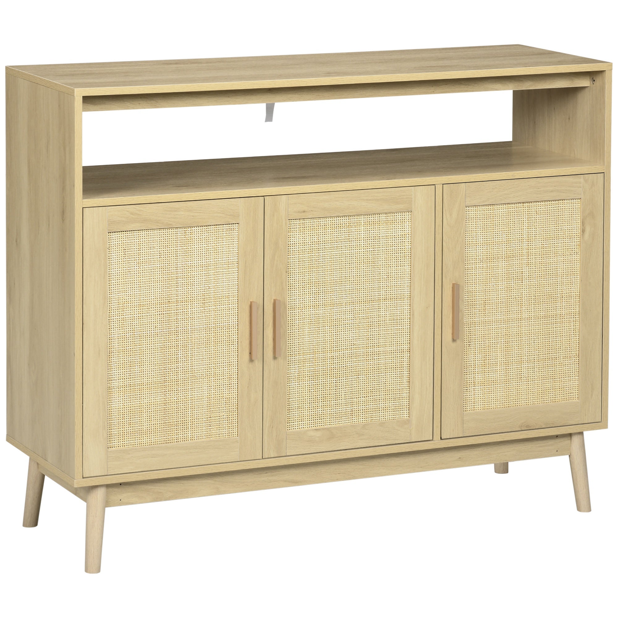 Aparador de Sala de Estar de Estilo Cannage Cor de Madeira Natural 120x40x97 cm