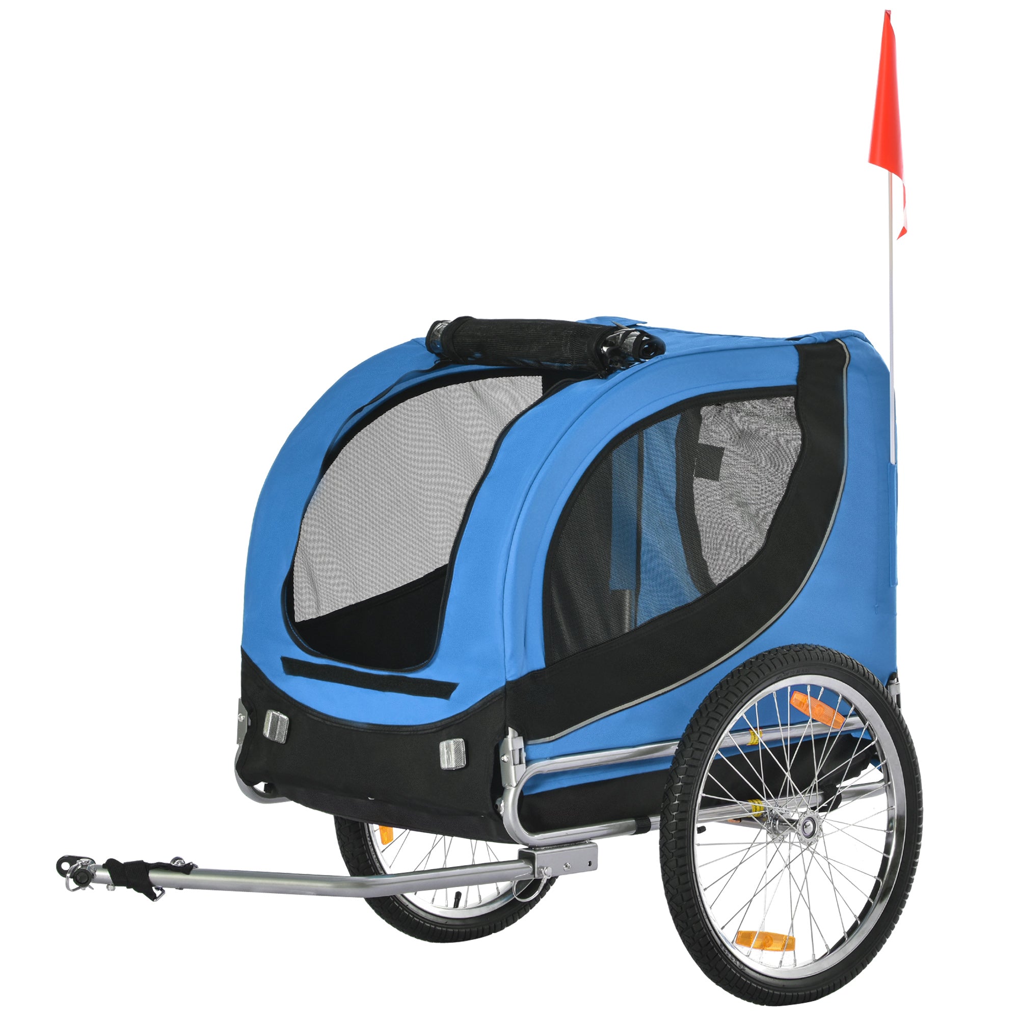 Reboque de Bicicleta para Cães 130x73x90cm Azul e Preto