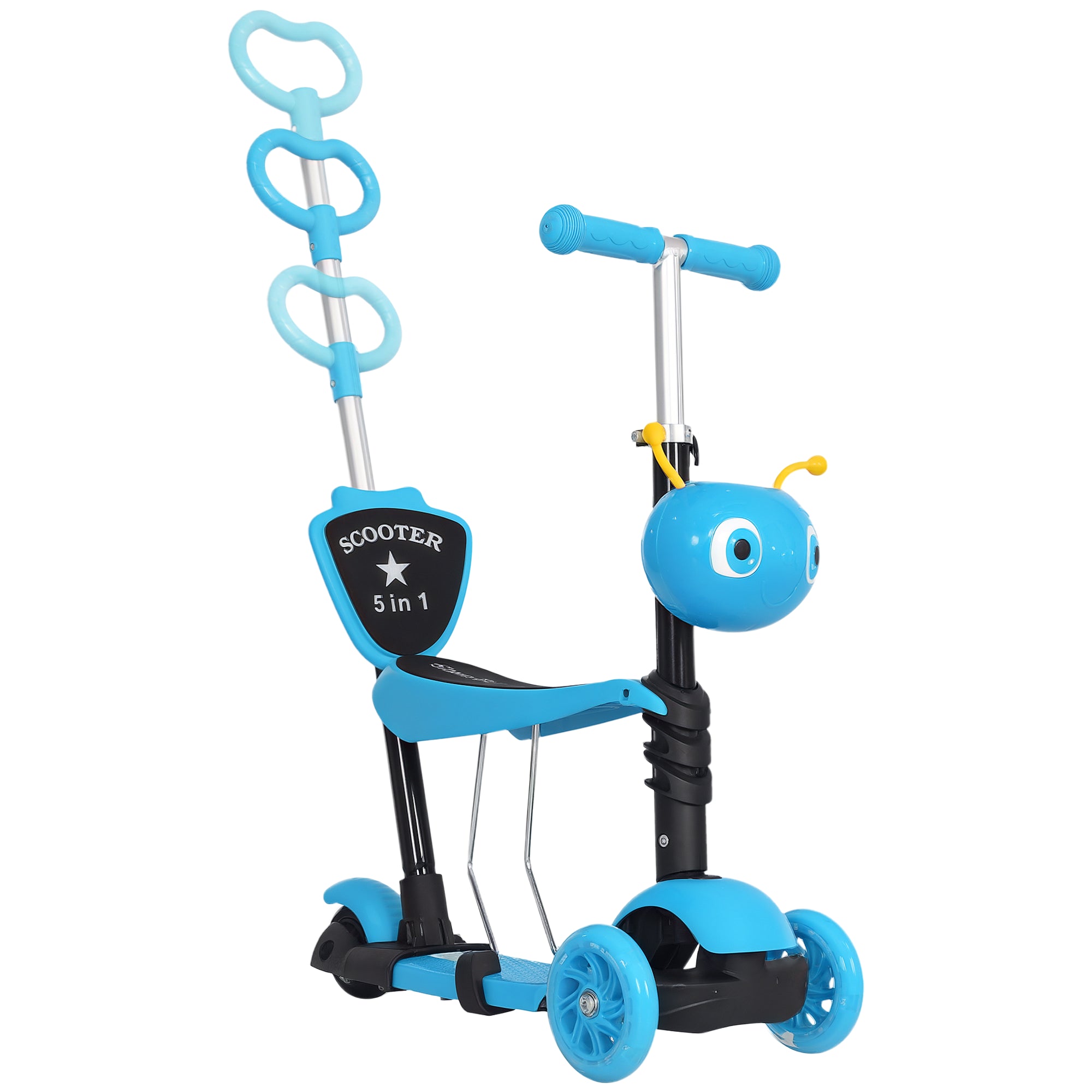 Trotinete 5 em 1 com Assento Removível 62x25x72,5 cm - Azul