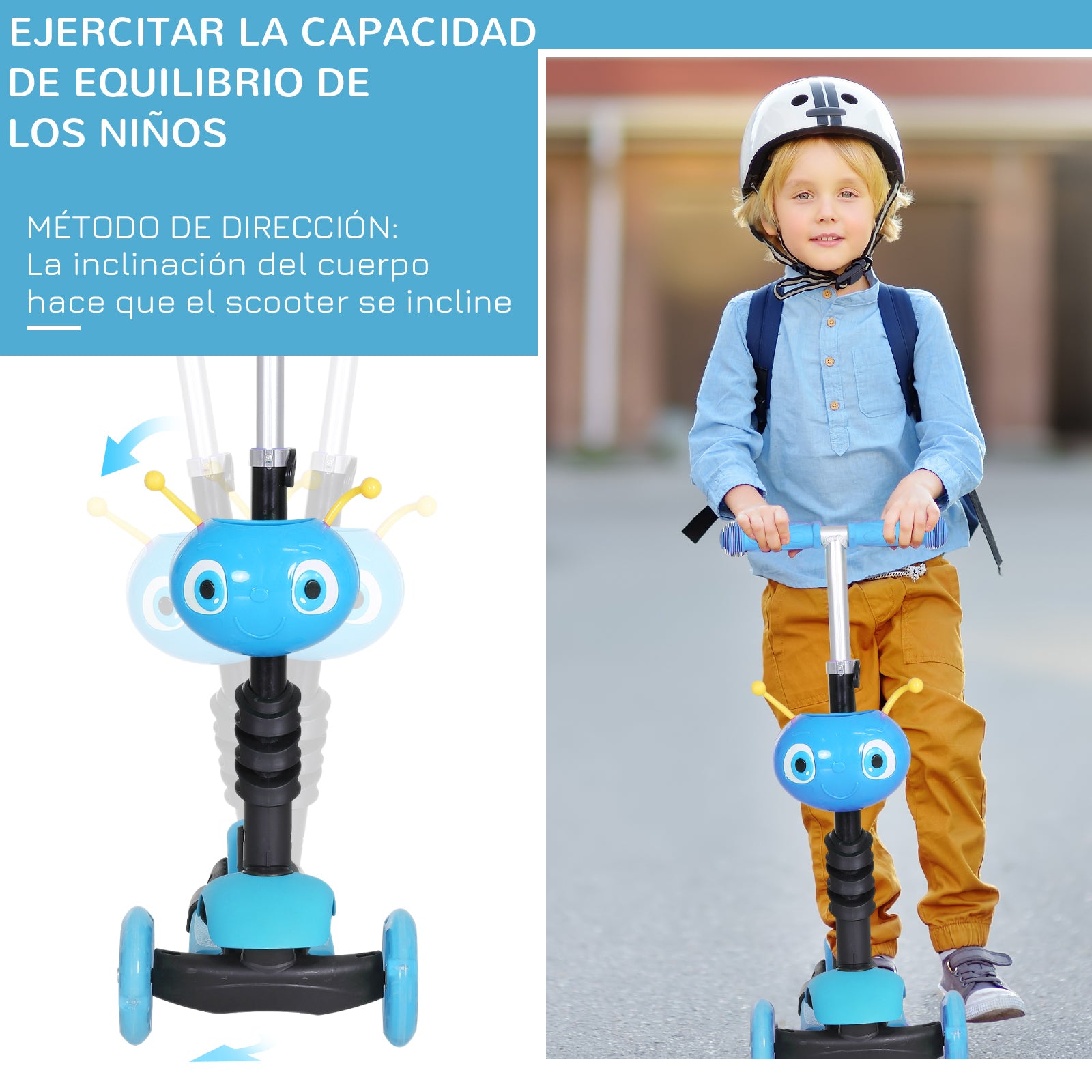 Trotinete 5 em 1 com Assento Removível 62x25x72,5 cm - Azul