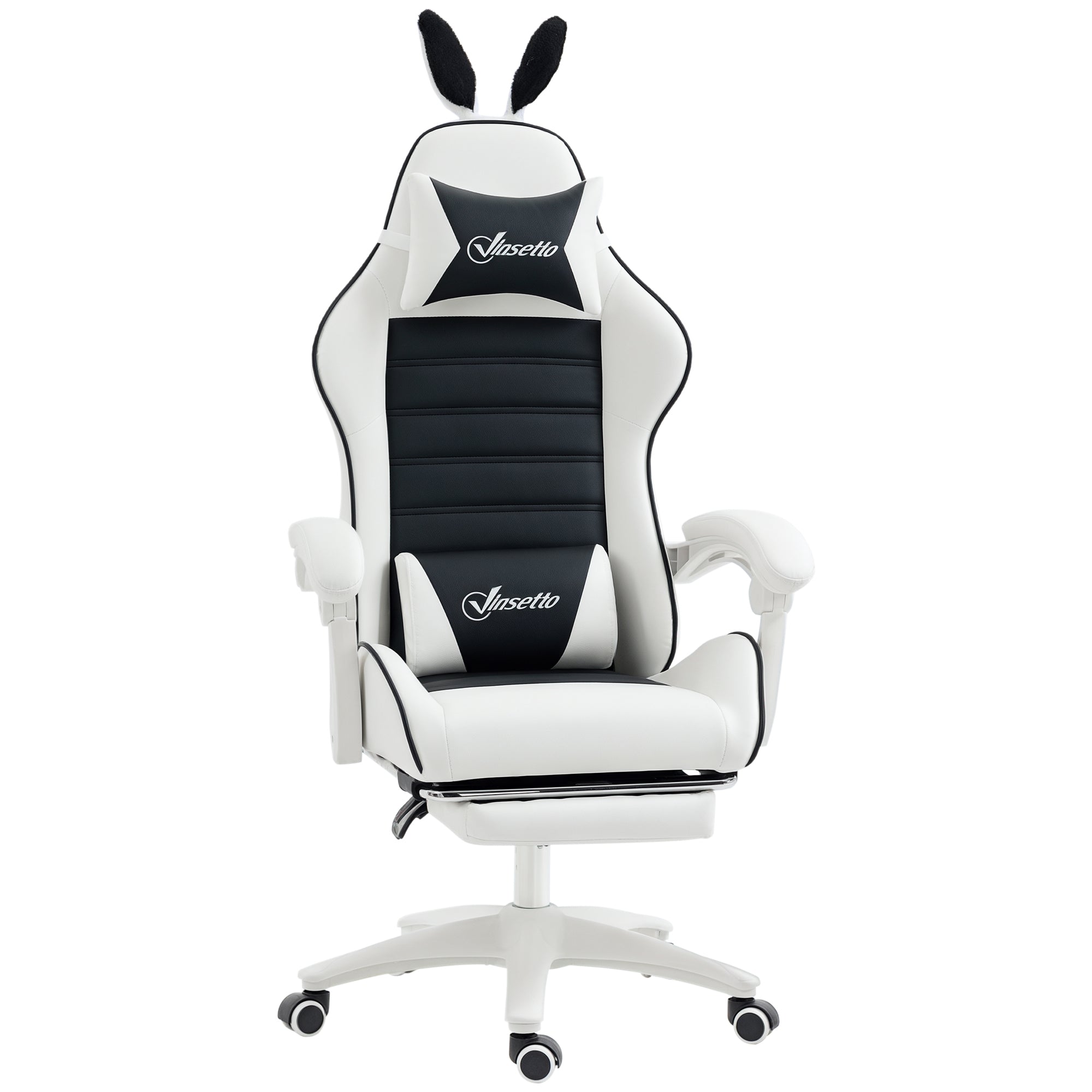 Cadeira Gaming Profissional Branco e Preto 65x63x136-142 cm