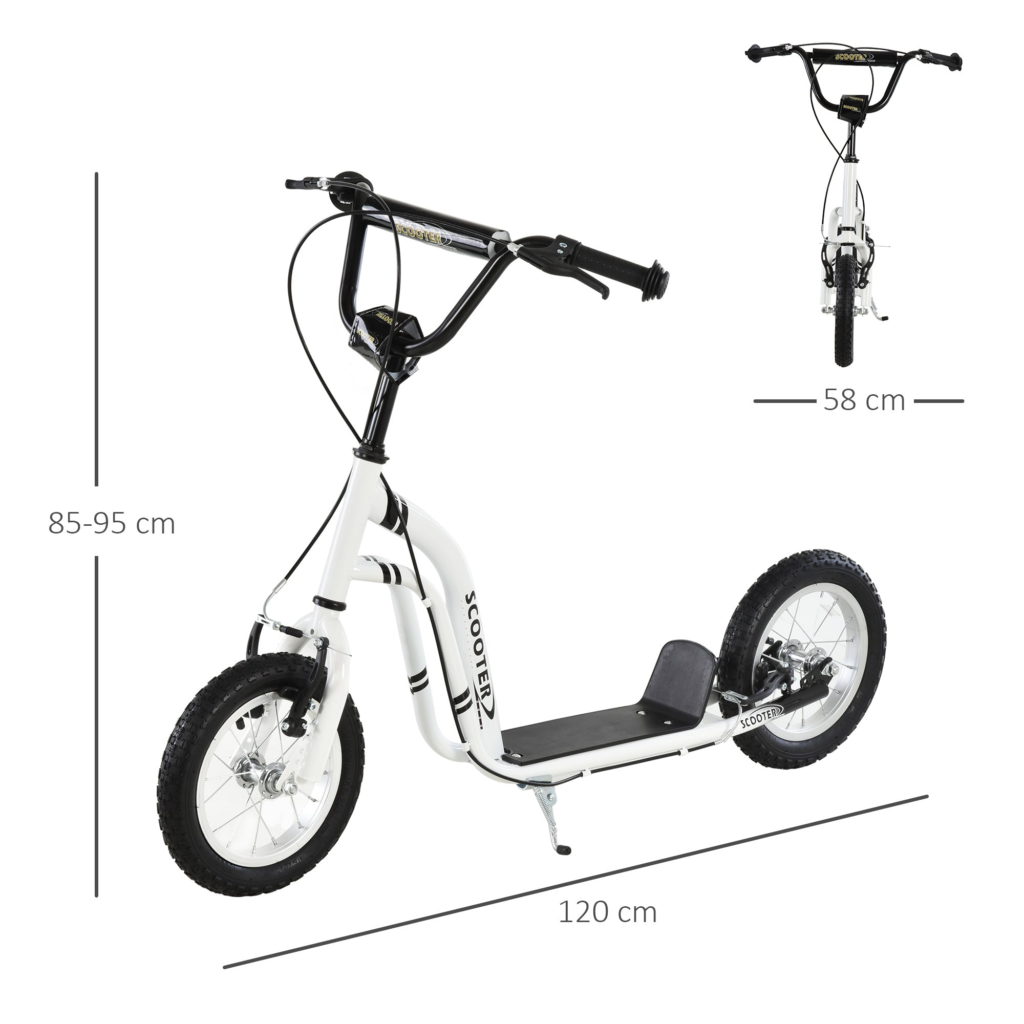Trotinete para Crianças 120x58x80-85 cm - Branco