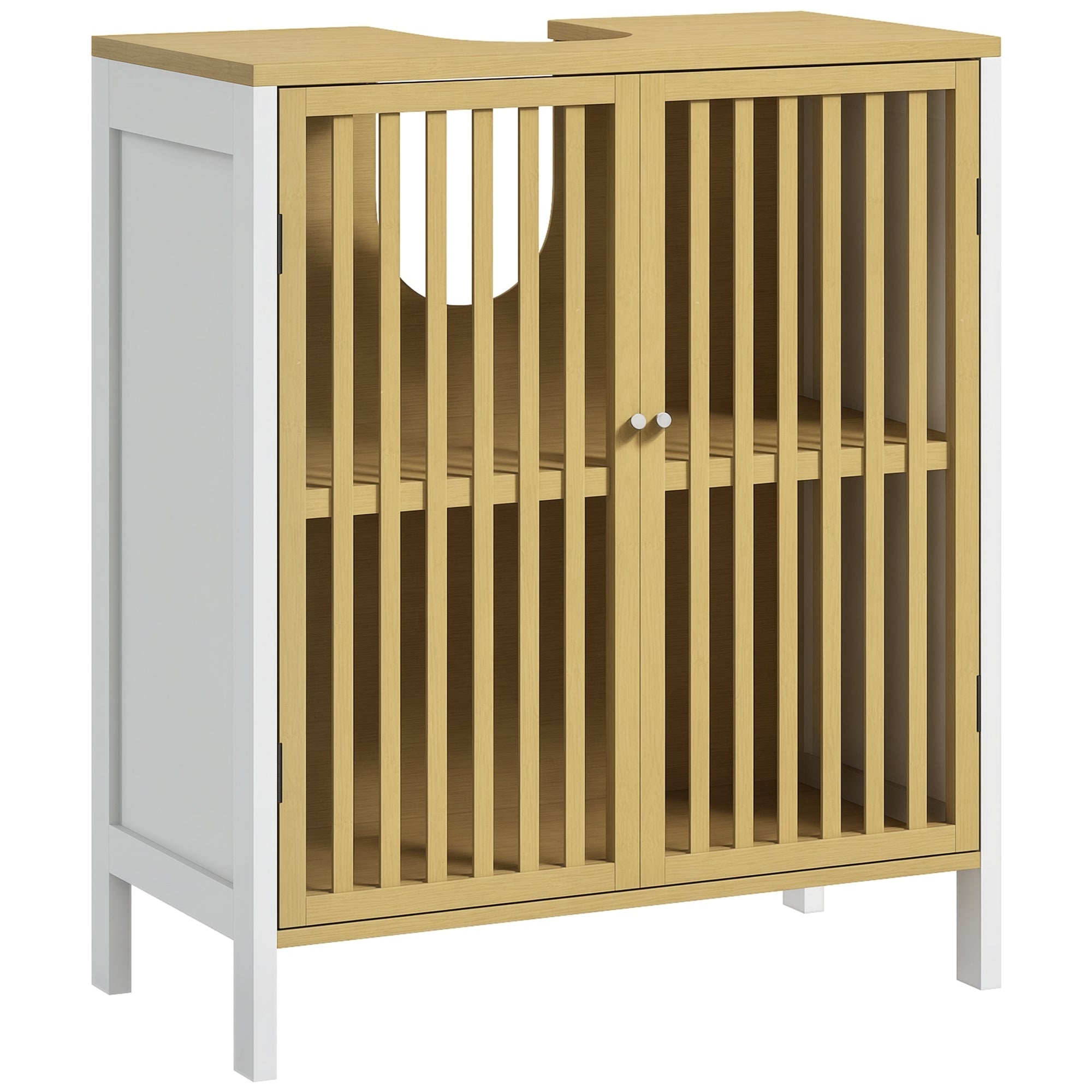 Móvel para Lavatório de Bambu Branco 60x30x70 cm