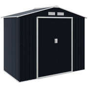 Abrigo de Jardim Metálico 213x130x185 cm - Cinza Escuro