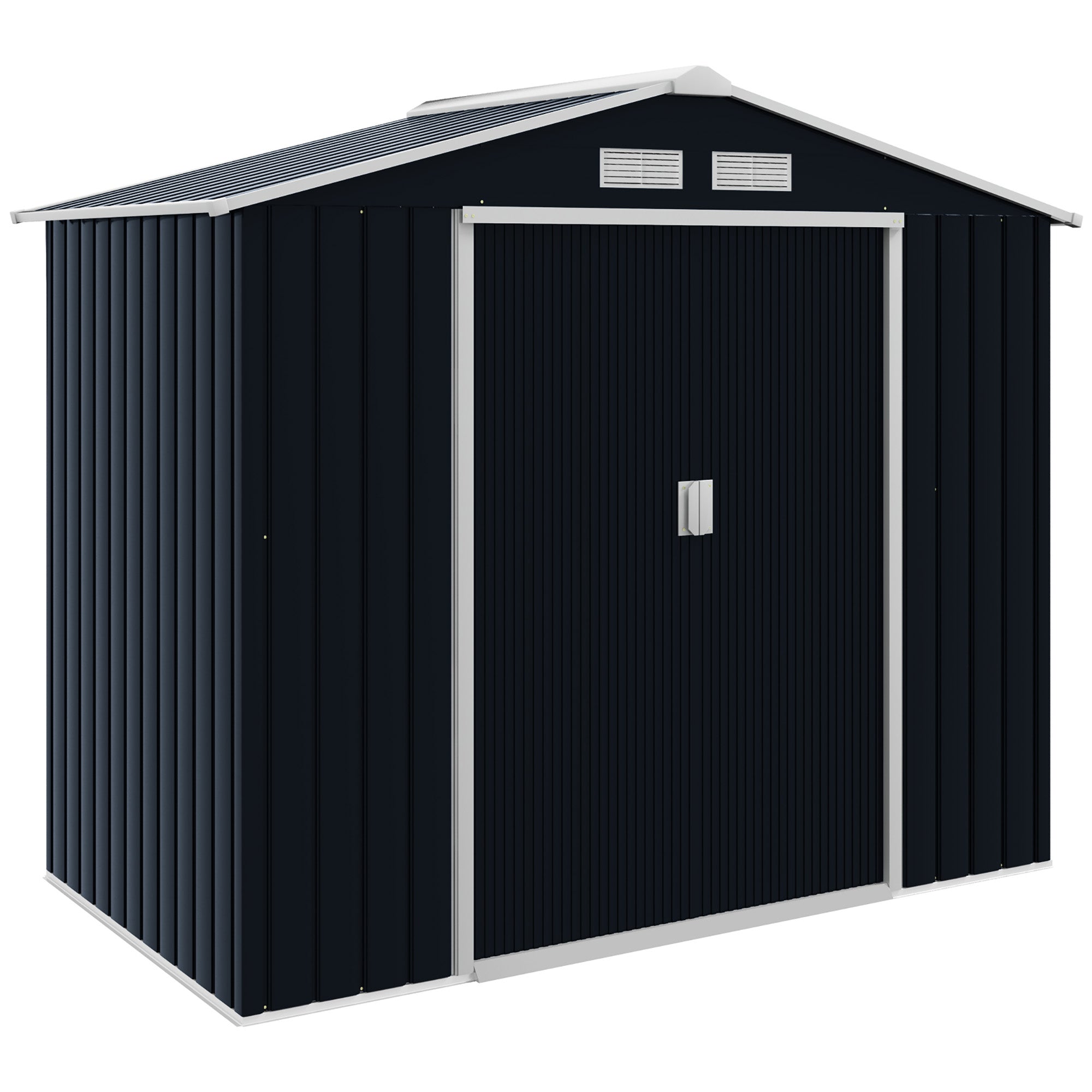 Abrigo de Jardim Metálico 213x130x185 cm - Cinza Escuro