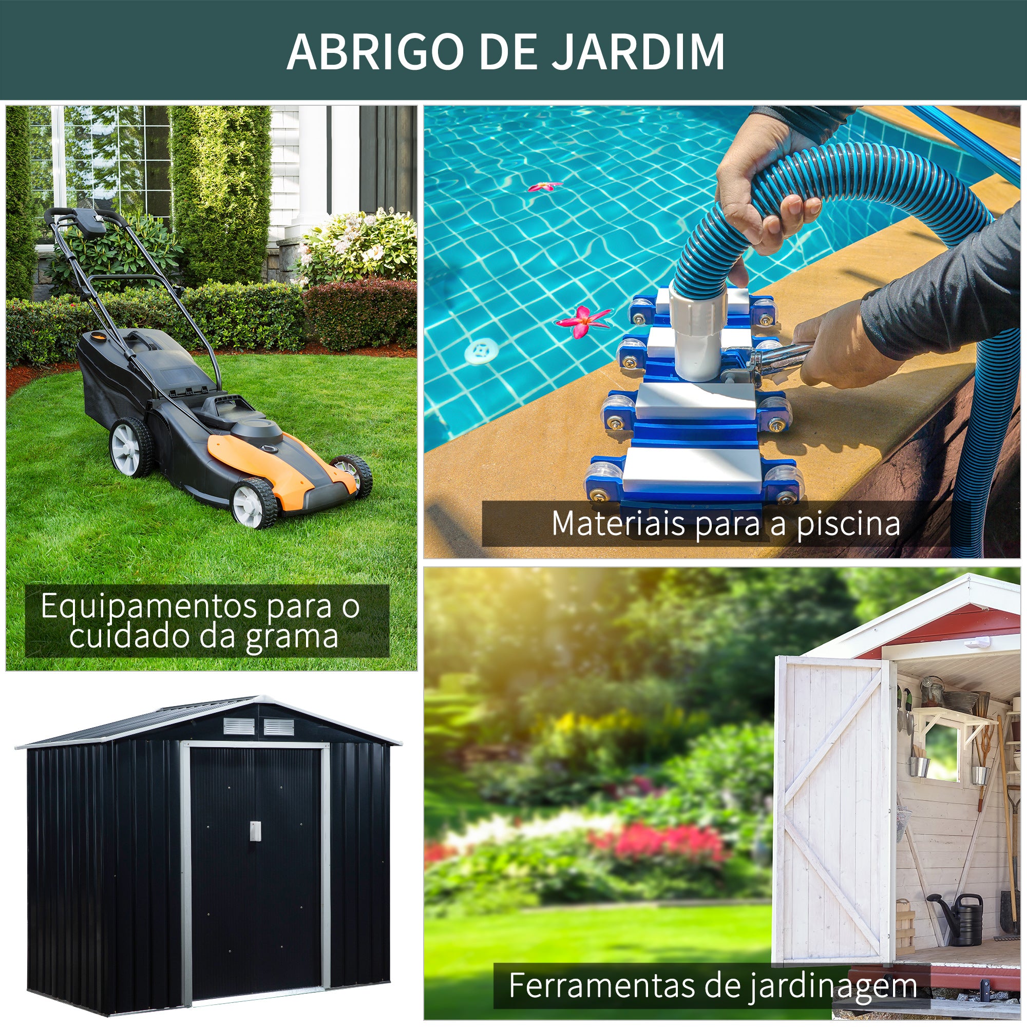 Abrigo de Jardim Metálico 213x130x185 cm - Cinza Escuro